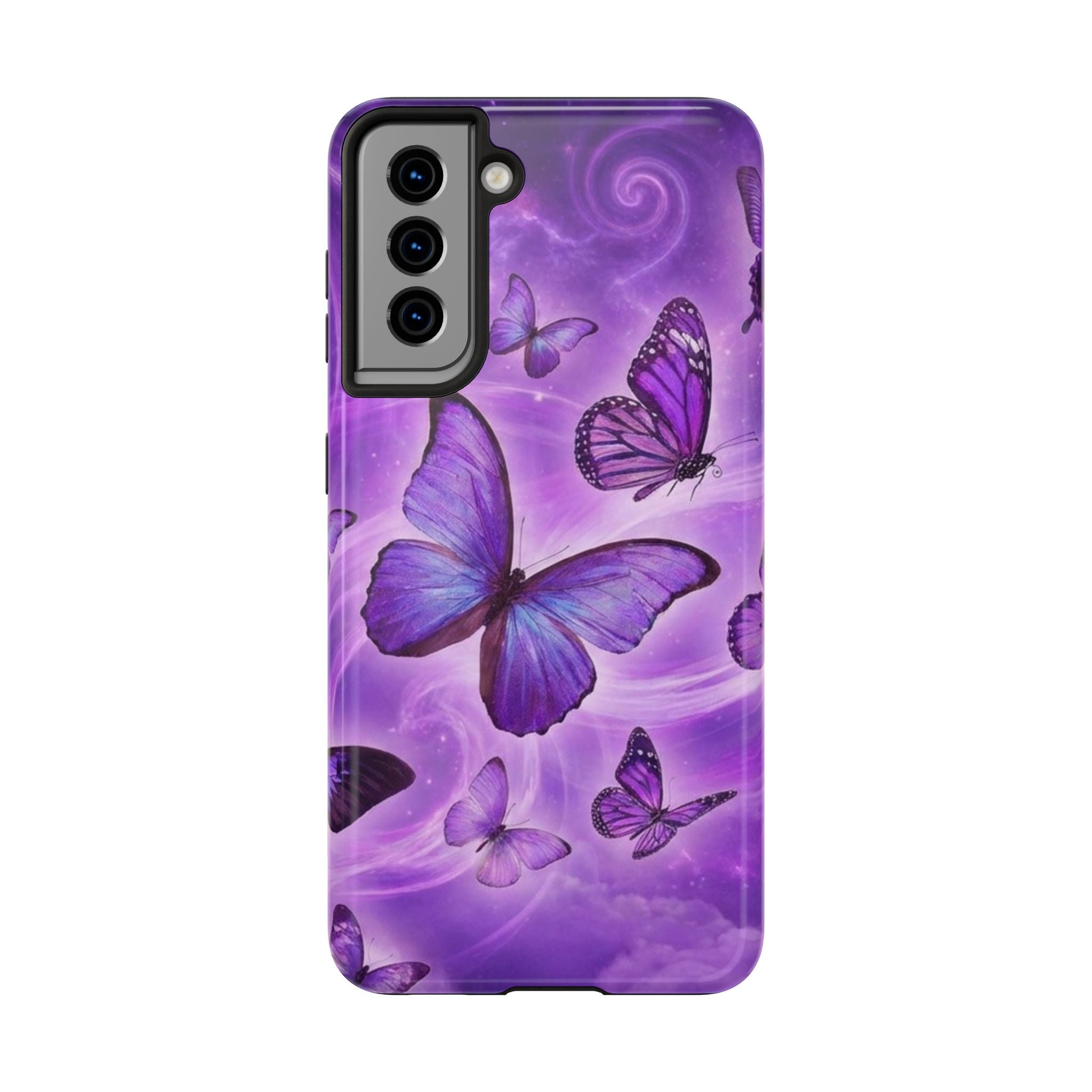 Purple Butterfly Tough Phone Case — Protective iPhone Case with Violet Butterflies