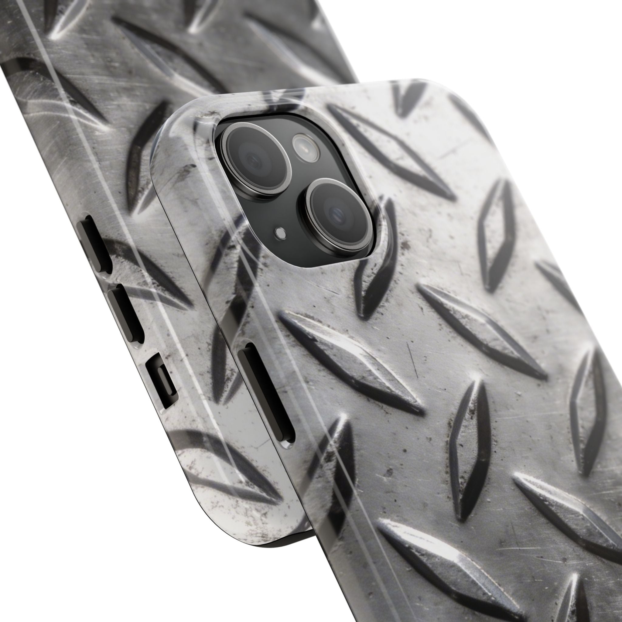 Diamond Plate Tough Phone Case — Industrial Metal Texture Protective Cover