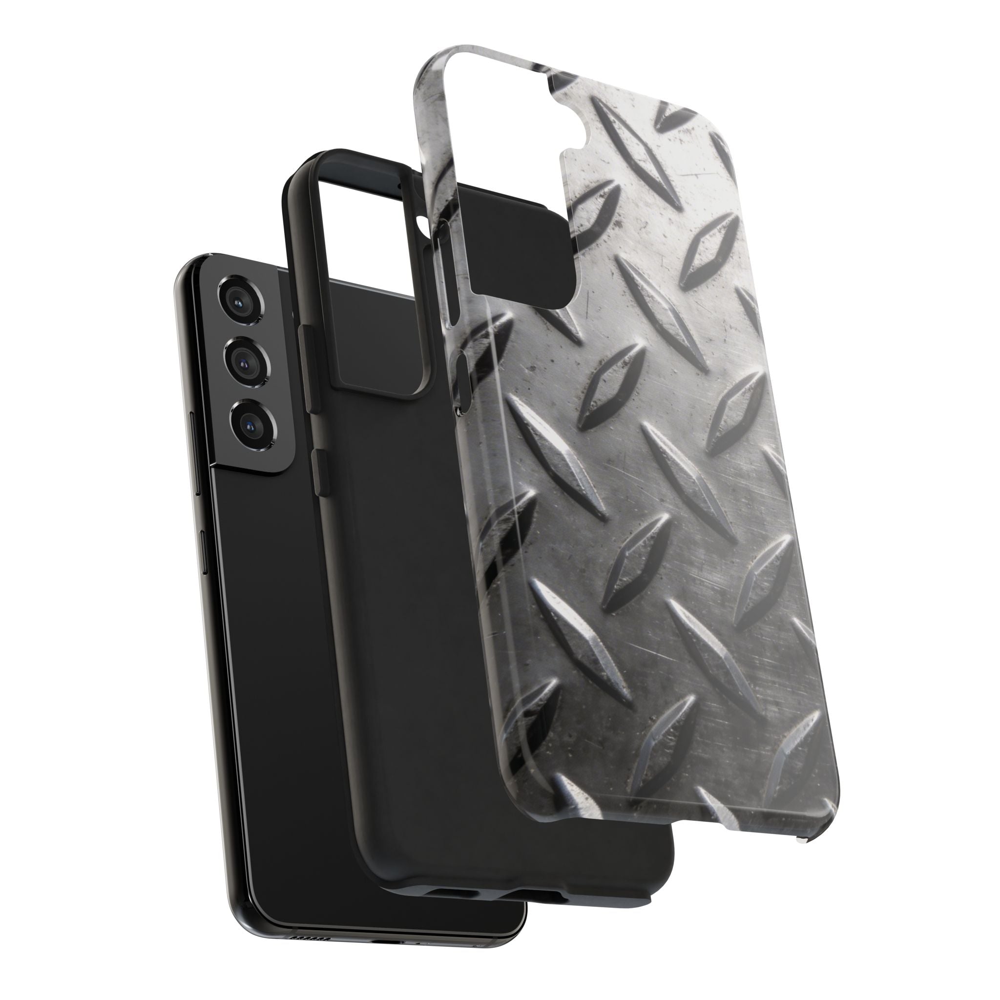 Diamond Plate Tough Phone Case — Industrial Metal Texture Protective Cover