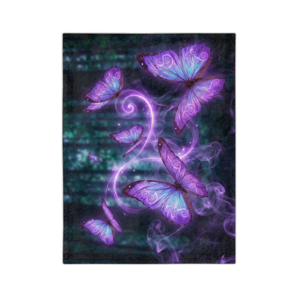 Butterfly Velvet Blanket — Purple Mystic Butterflies Velveteen Microfiber Throw