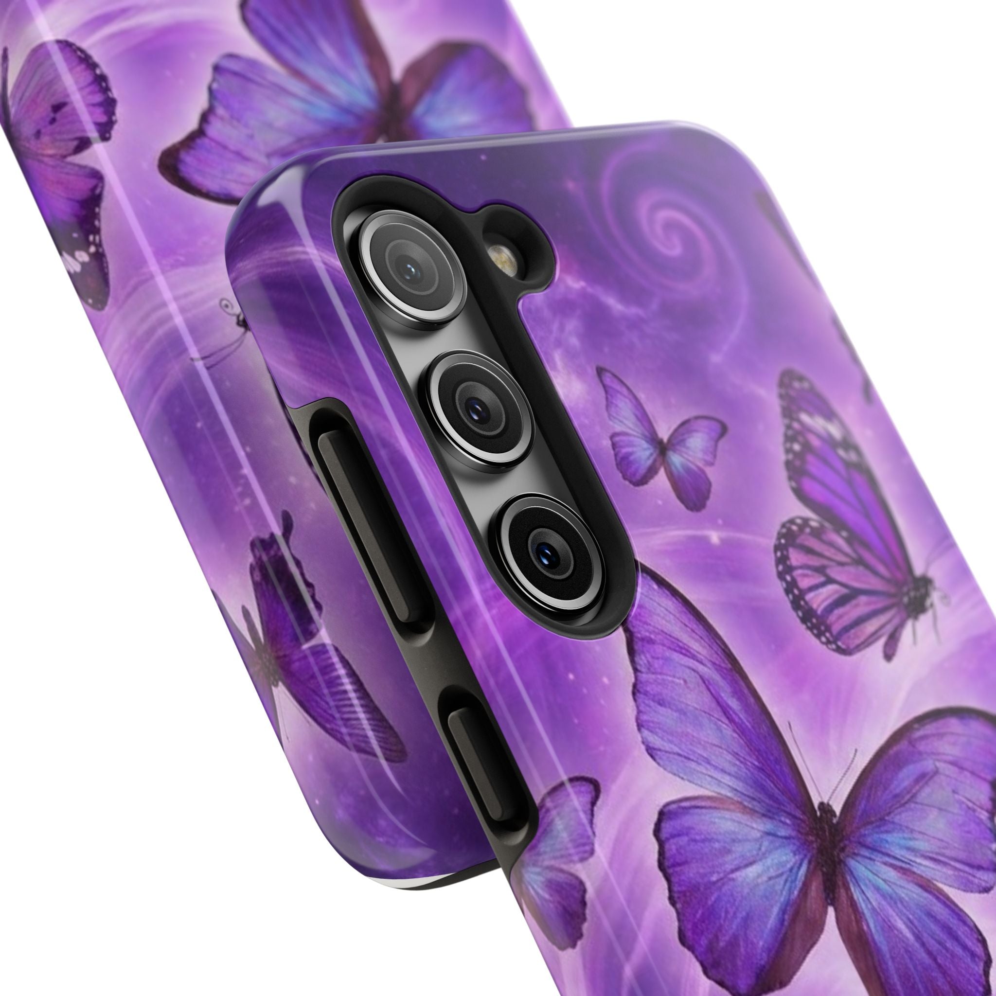 Purple Butterfly Tough Phone Case — Protective iPhone Case with Violet Butterflies