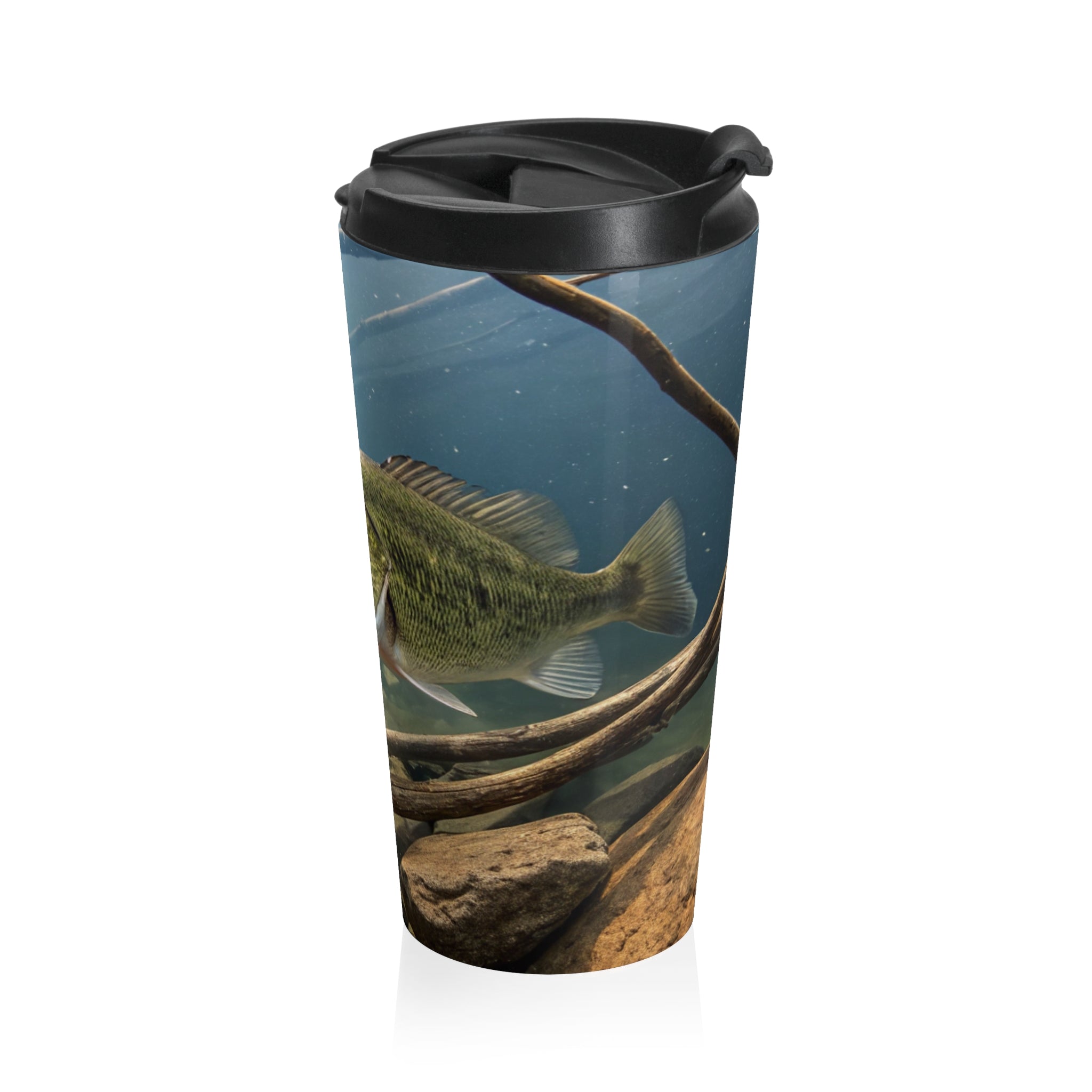Bass Underwater Stainless Steel Travel Mug — Fishing Travel Tumbler