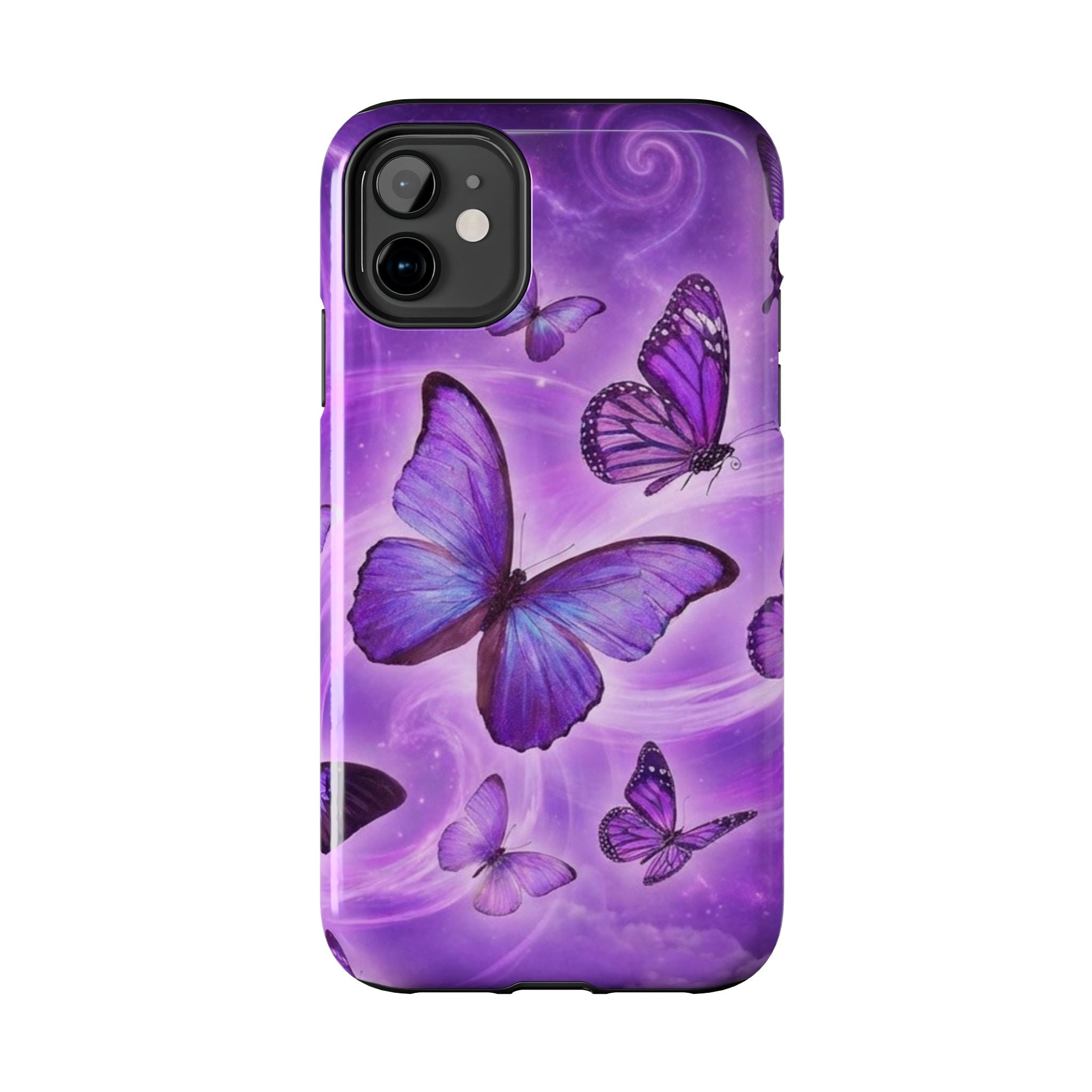 Purple Butterfly Tough Phone Case — Protective iPhone Case with Violet Butterflies