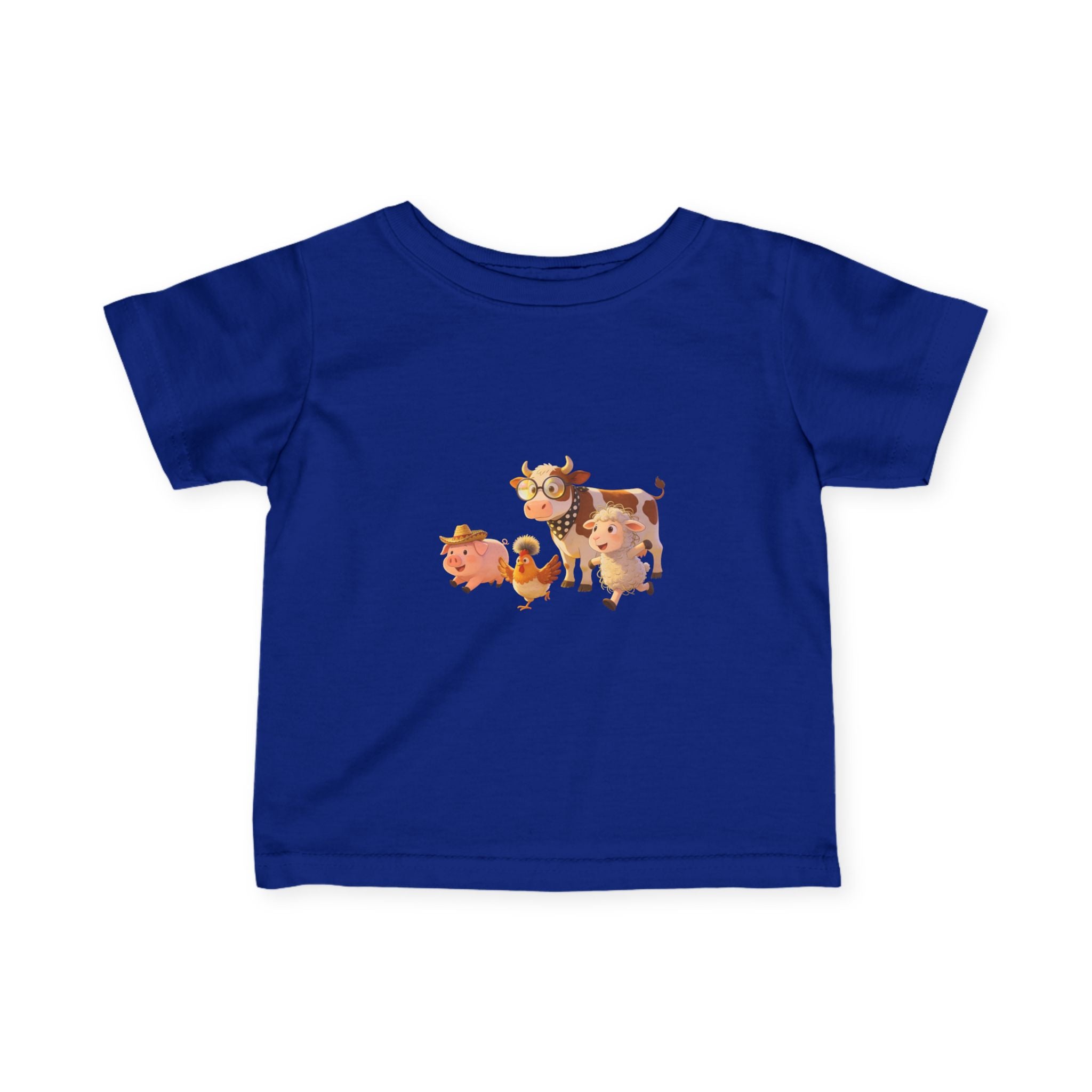 Toddler T-Shirt — Cute Farm Friends Graphic Tee (Cow, Pig, Chicken, Lamb)