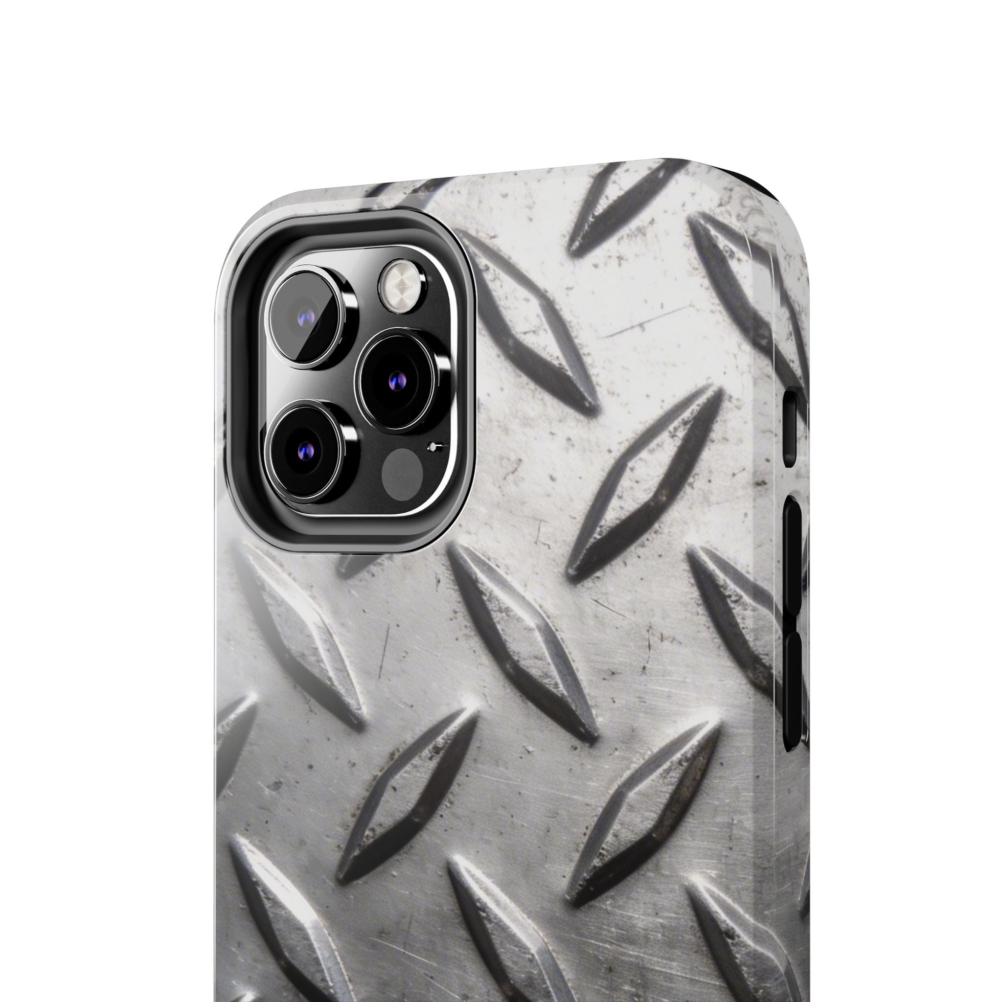 Diamond Plate Tough Phone Case — Industrial Metal Texture Protective Cover