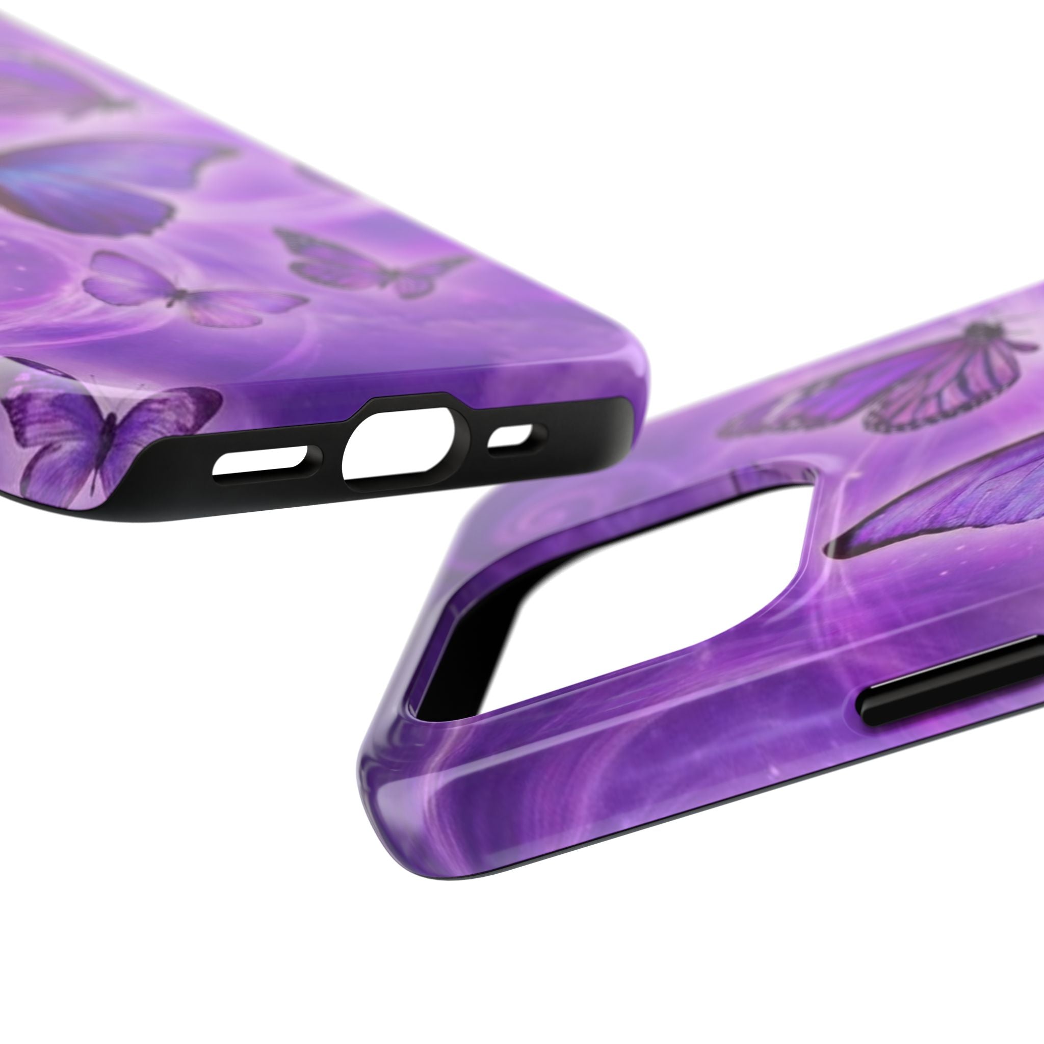 Purple Butterfly Tough Phone Case — Protective iPhone Case with Violet Butterflies
