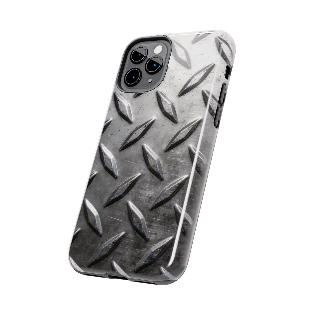Diamond Plate Tough Phone Case — Industrial Metal Texture Protective Cover