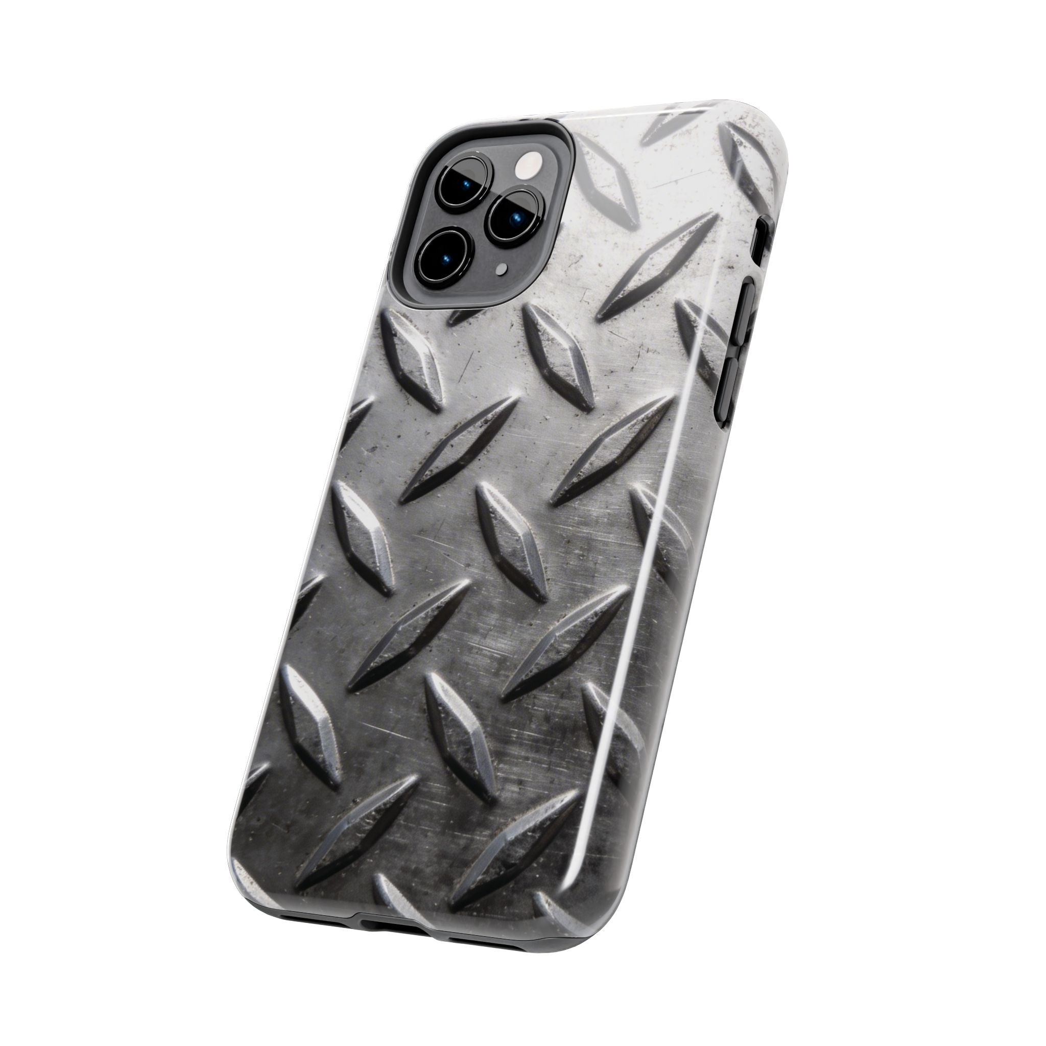 Diamond Plate Tough Phone Case — Industrial Metal Texture Protective Cover