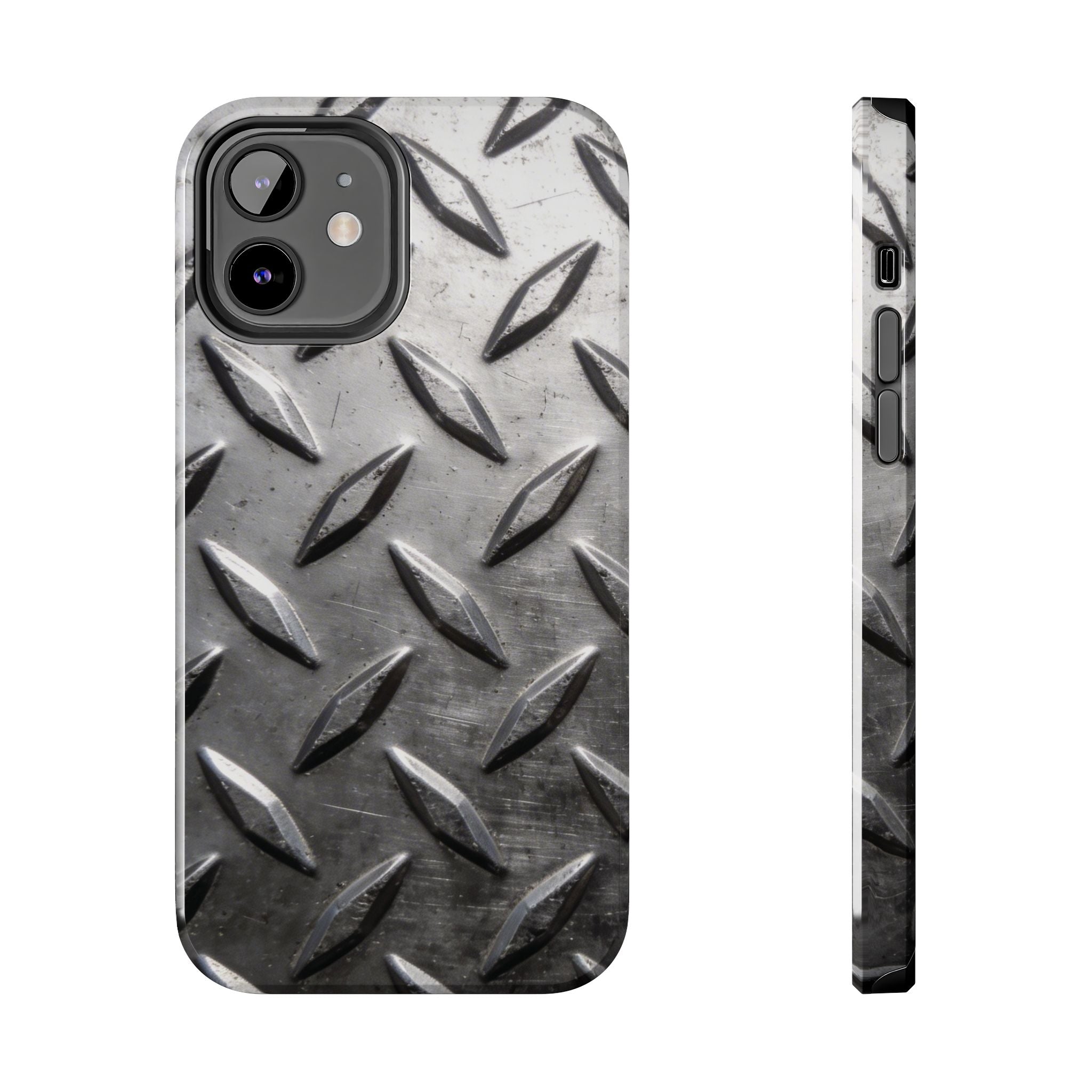 Diamond Plate Tough Phone Case — Industrial Metal Texture Protective Cover
