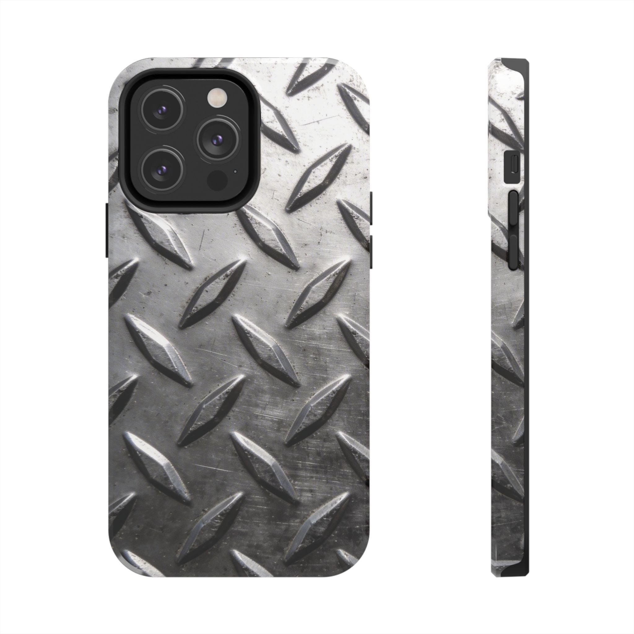 Diamond Plate Tough Phone Case — Industrial Metal Texture Protective Cover