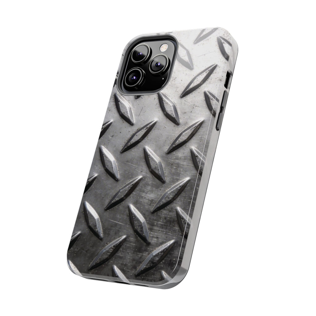 Diamond Plate Tough Phone Case — Industrial Metal Texture Protective Cover