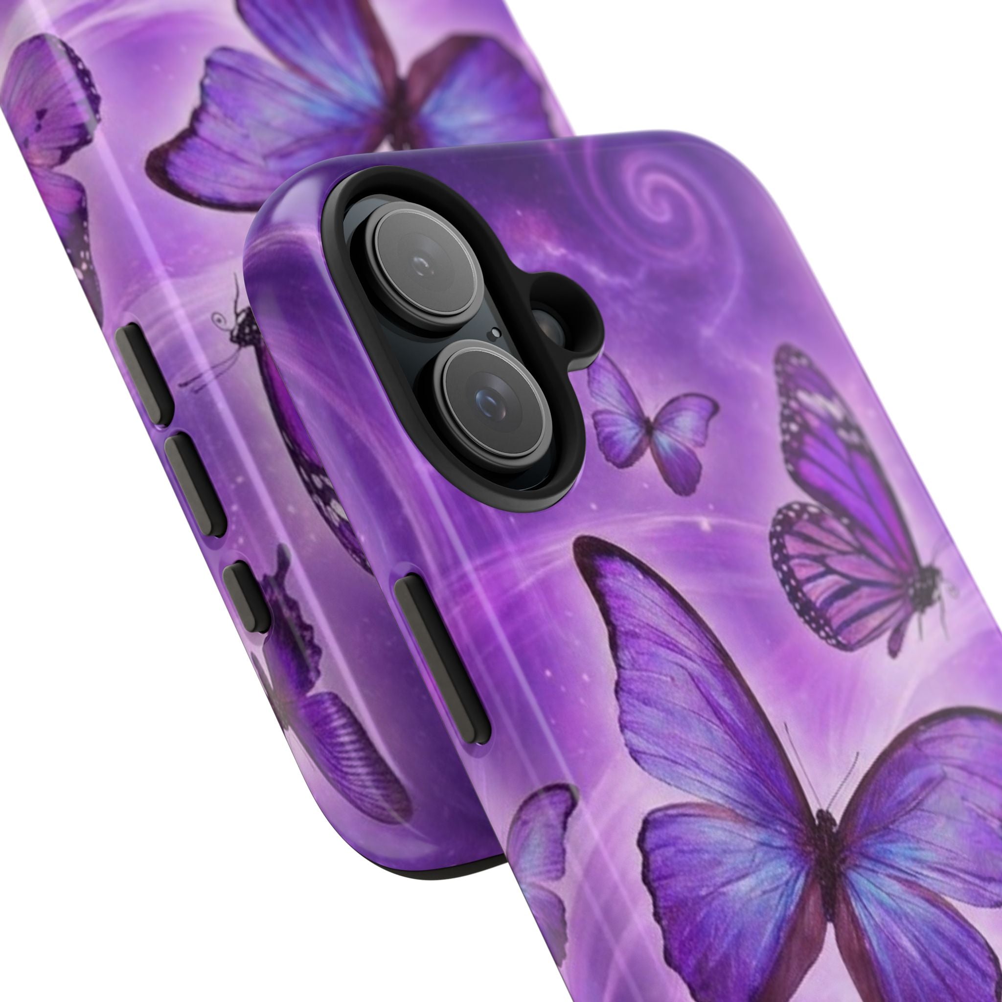 Purple Butterfly Tough Phone Case — Protective iPhone Case with Violet Butterflies