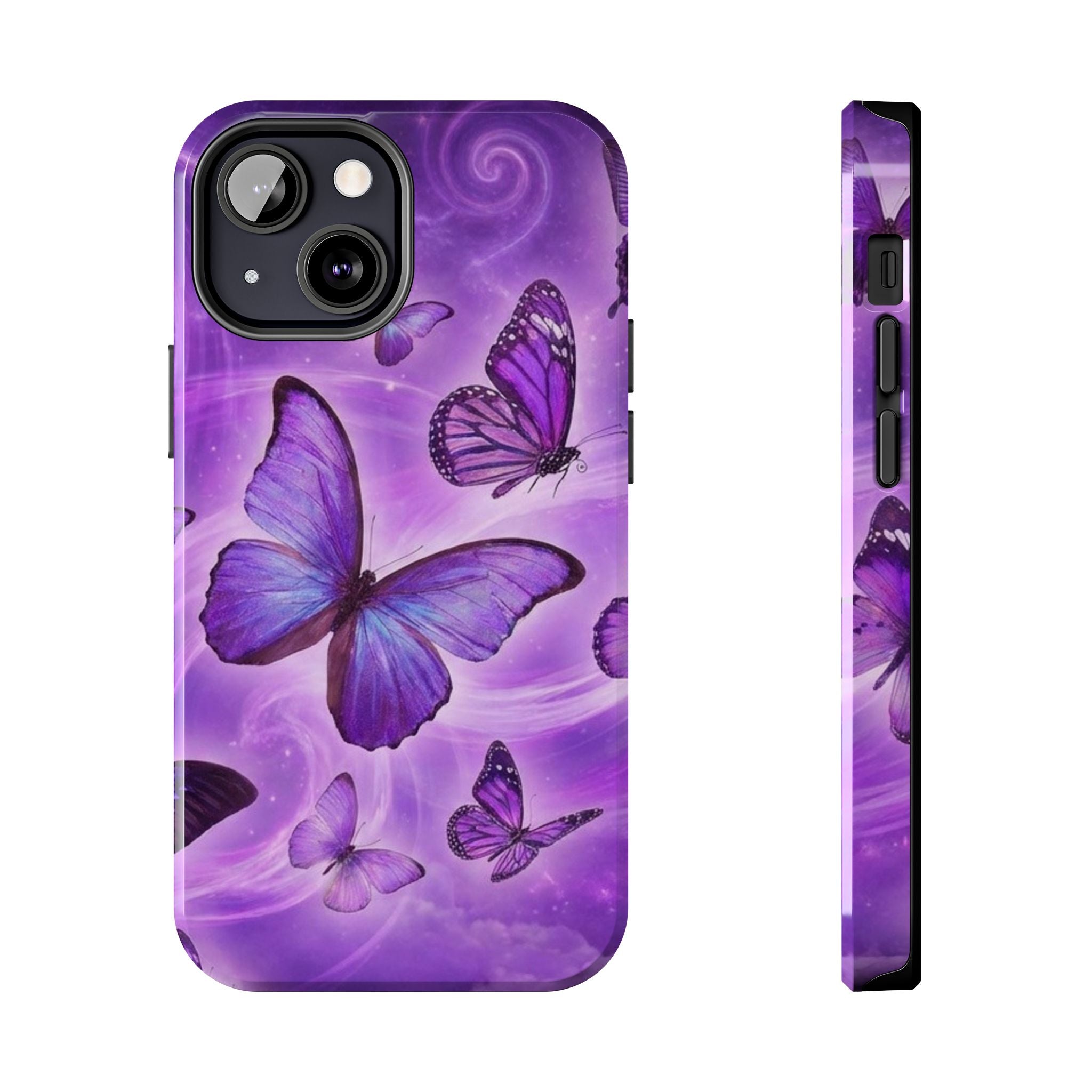 Purple Butterfly Tough Phone Case — Protective iPhone Case with Violet Butterflies