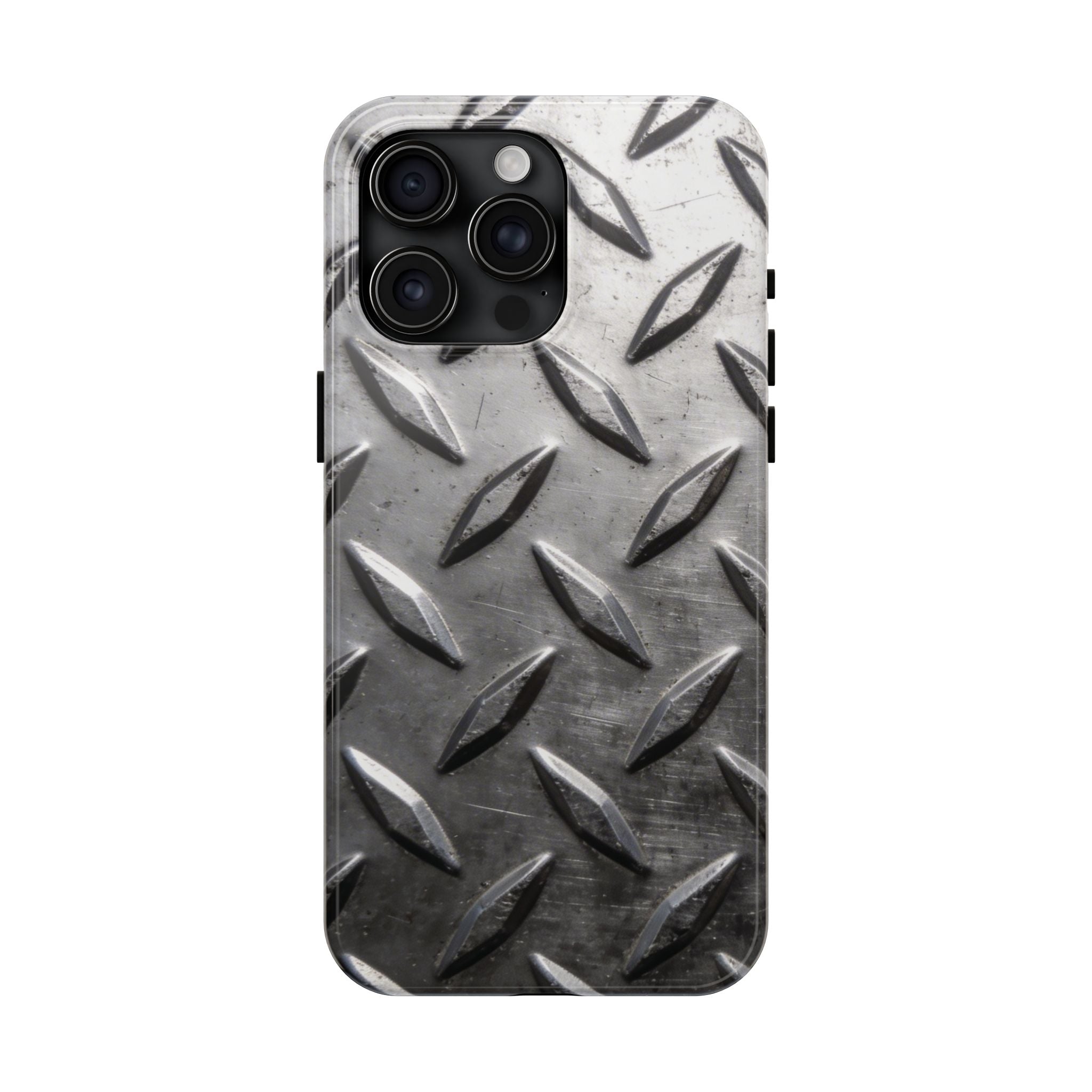 Diamond Plate Tough Phone Case — Industrial Metal Texture Protective Cover