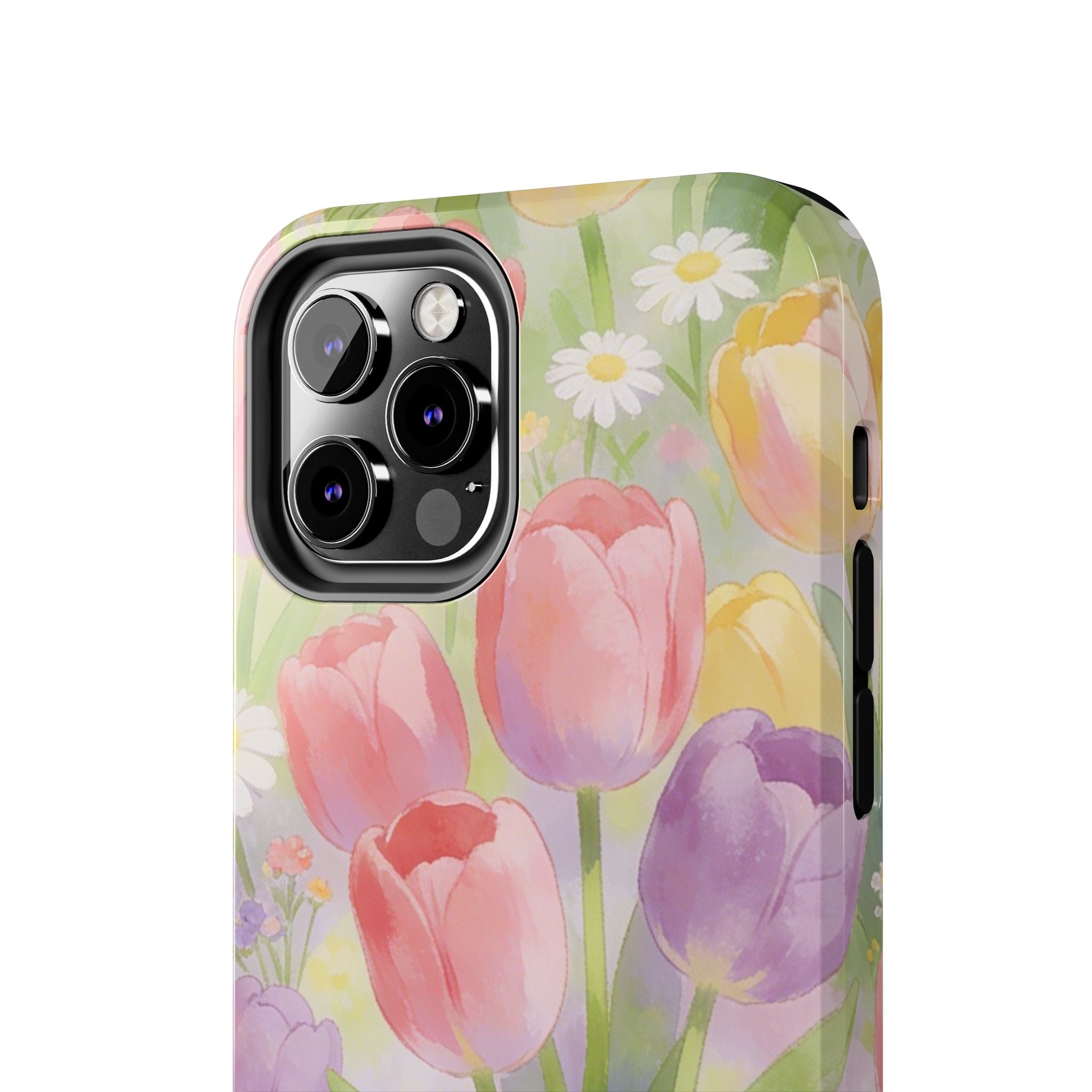 Floral Tulip Tough Phone Case — Pastel Watercolor Flowers Protective Cover