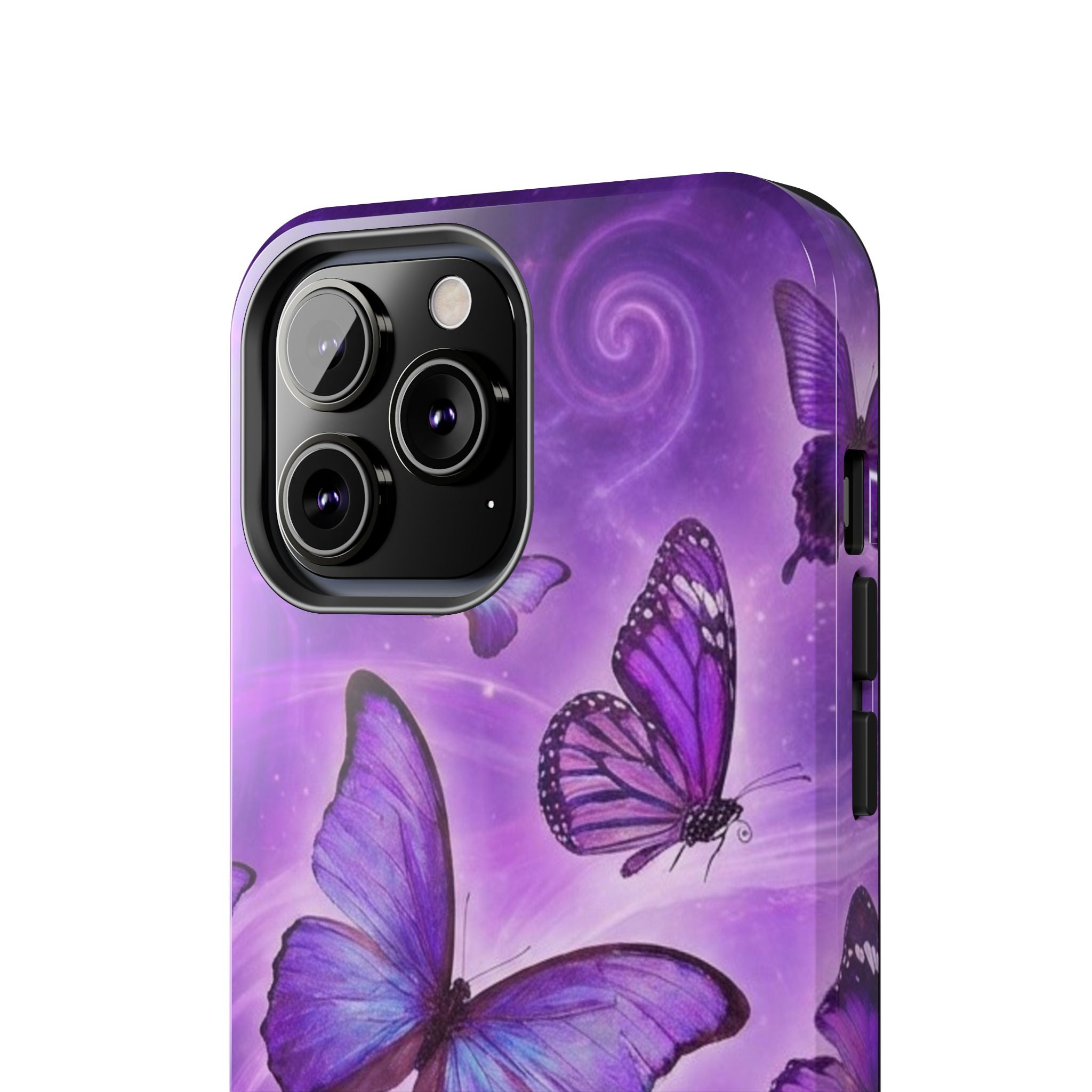 Purple Butterfly Tough Phone Case — Protective iPhone Case with Violet Butterflies