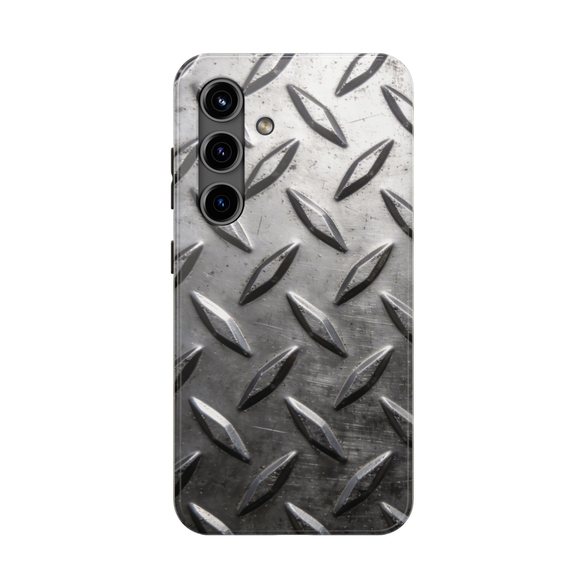Diamond Plate Tough Phone Case — Industrial Metal Texture Protective Cover