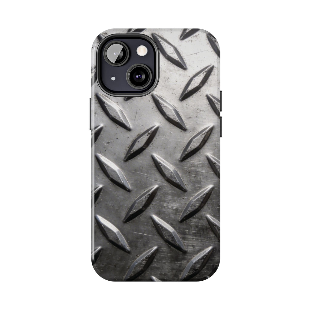 Diamond Plate Tough Phone Case — Industrial Metal Texture Protective Cover