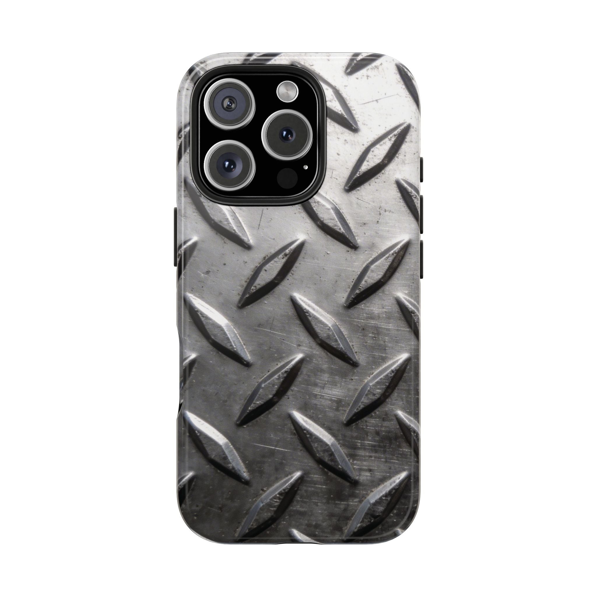 Diamond Plate Tough Phone Case — Industrial Metal Texture Protective Cover