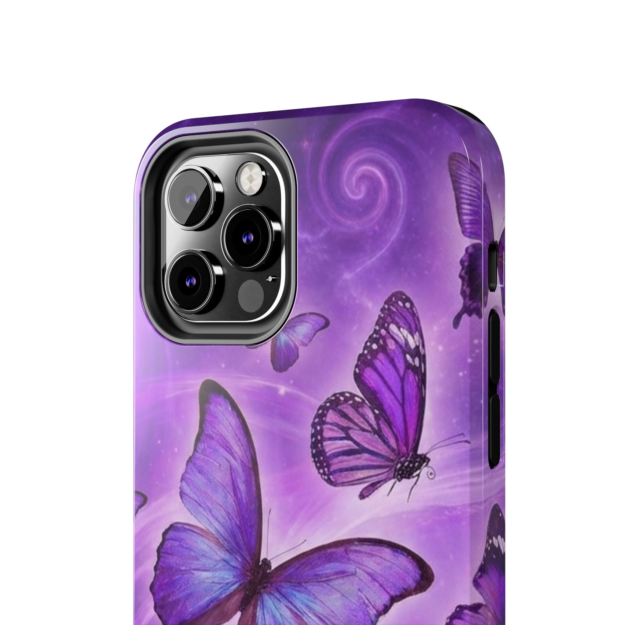Purple Butterfly Tough Phone Case — Protective iPhone Case with Violet Butterflies
