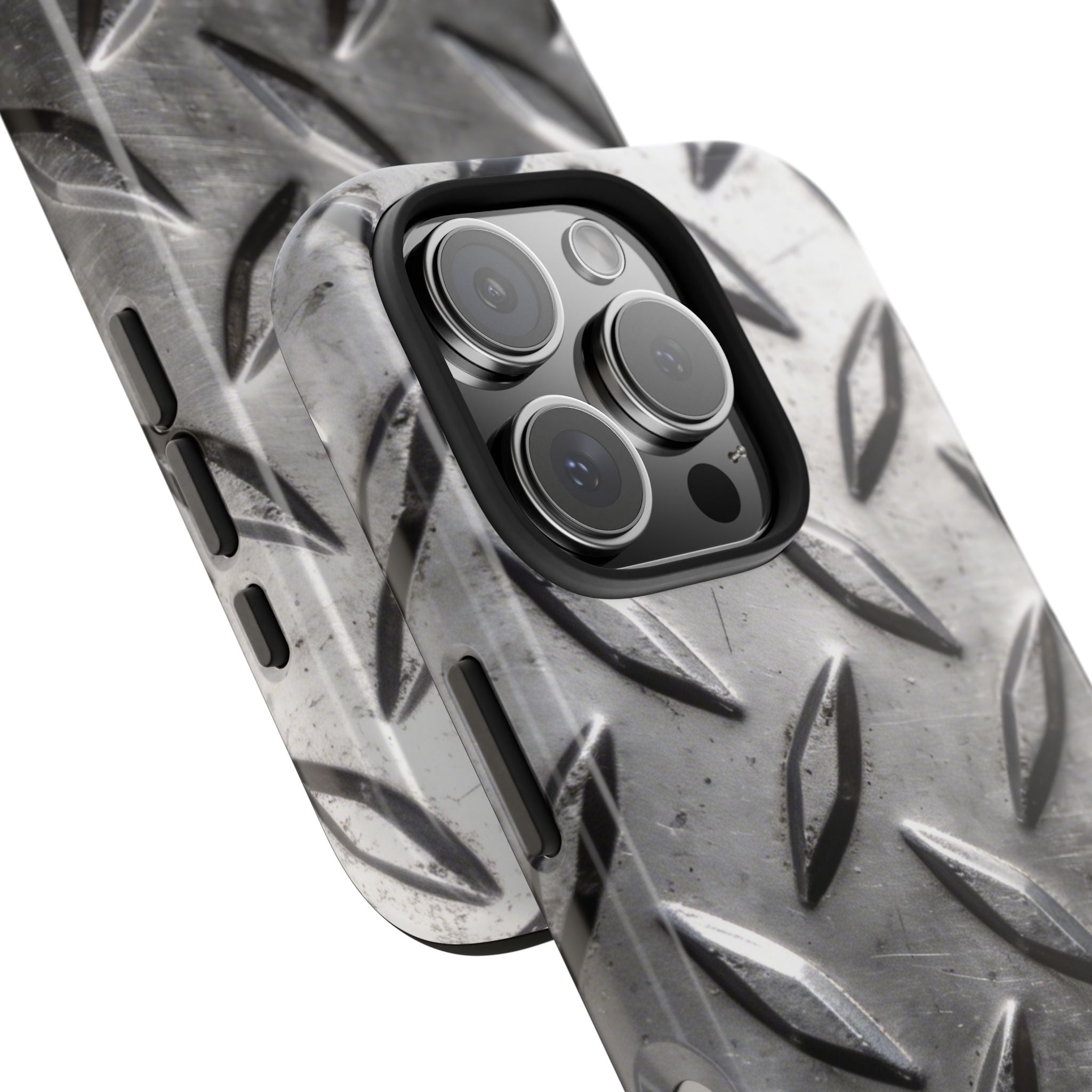 Diamond Plate Tough Phone Case — Industrial Metal Texture Protective Cover