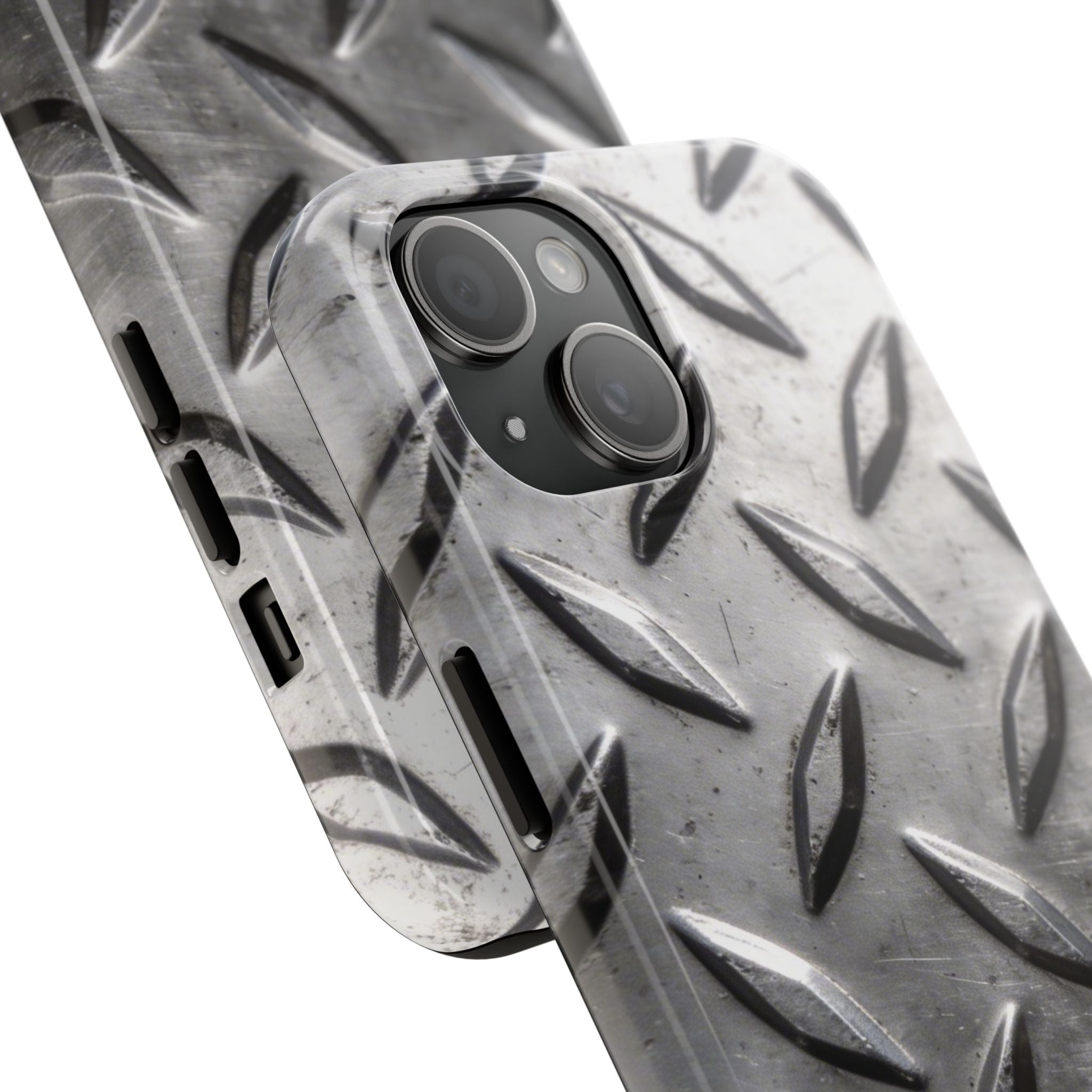 Diamond Plate Tough Phone Case — Industrial Metal Texture Protective Cover
