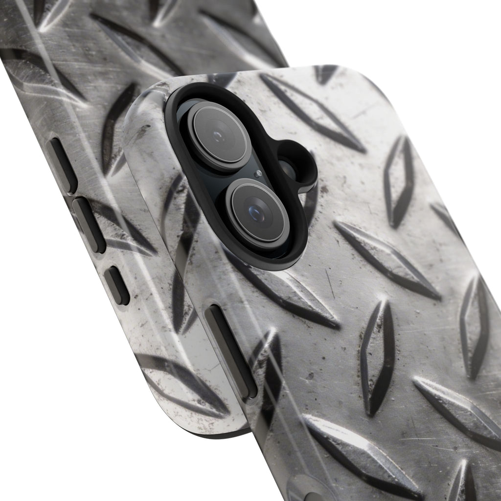 Diamond Plate Tough Phone Case — Industrial Metal Texture Protective Cover
