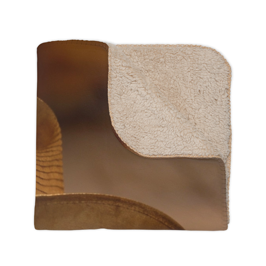 Western Cowboy Boots & Hat Sherpa Blanket — Rustic Tan Throw for Ranch Lovers