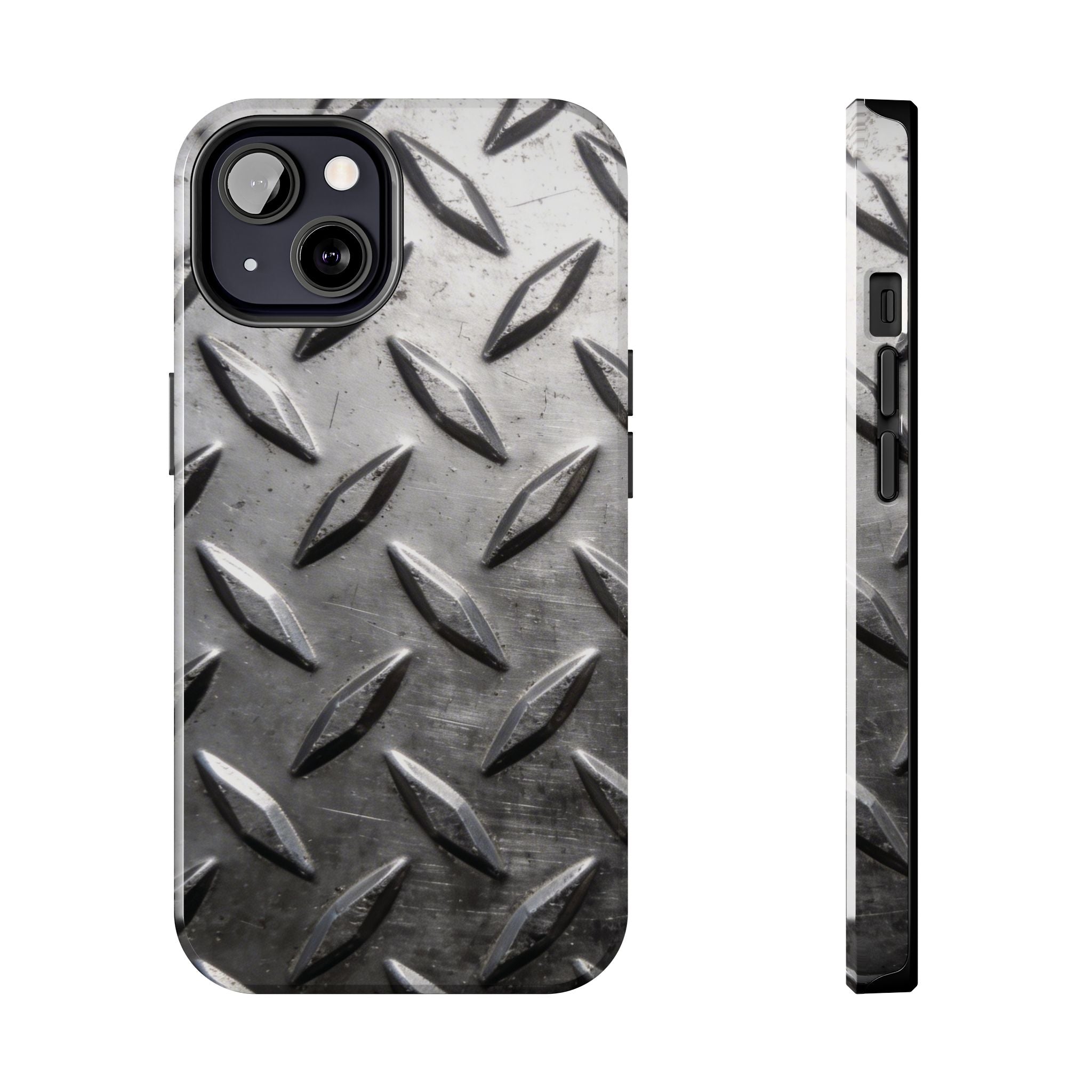 Diamond Plate Tough Phone Case — Industrial Metal Texture Protective Cover
