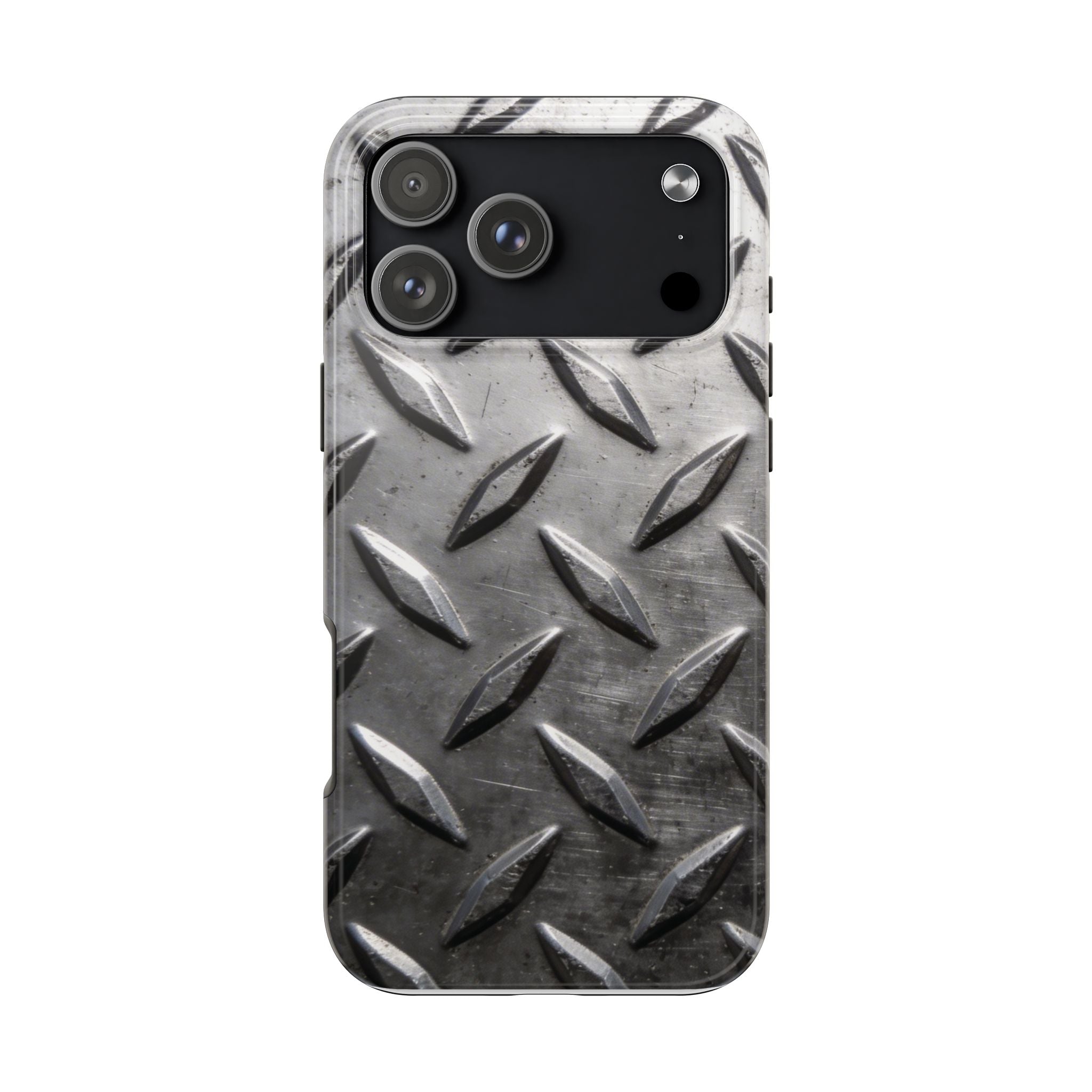 Diamond Plate Tough Phone Case — Industrial Metal Texture Protective Cover