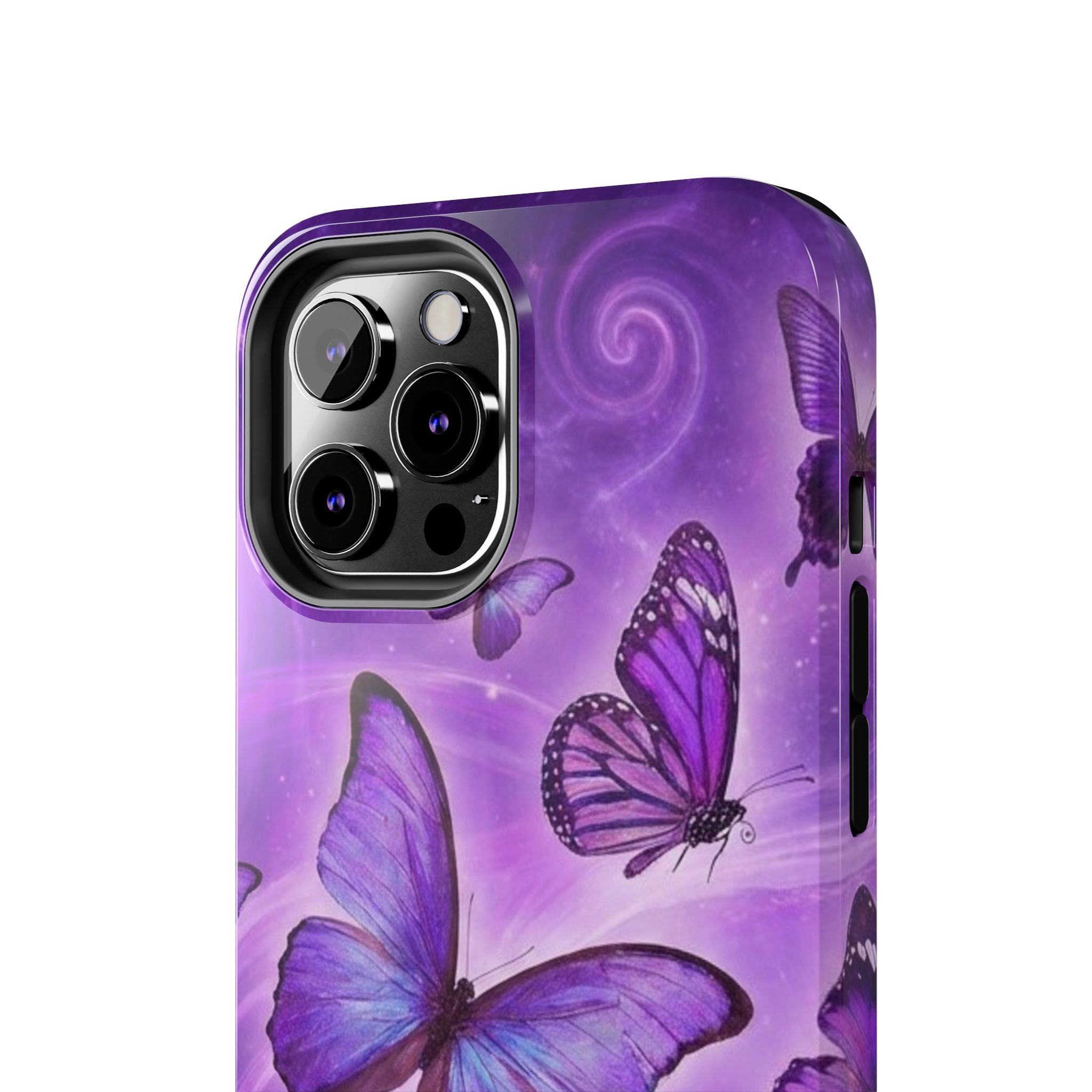 Purple Butterfly Tough Phone Case — Protective iPhone Case with Violet Butterflies