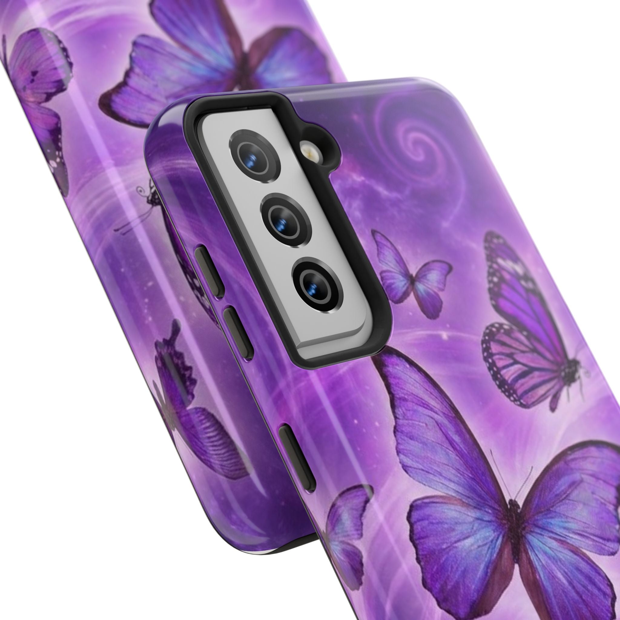Purple Butterfly Tough Phone Case — Protective iPhone Case with Violet Butterflies