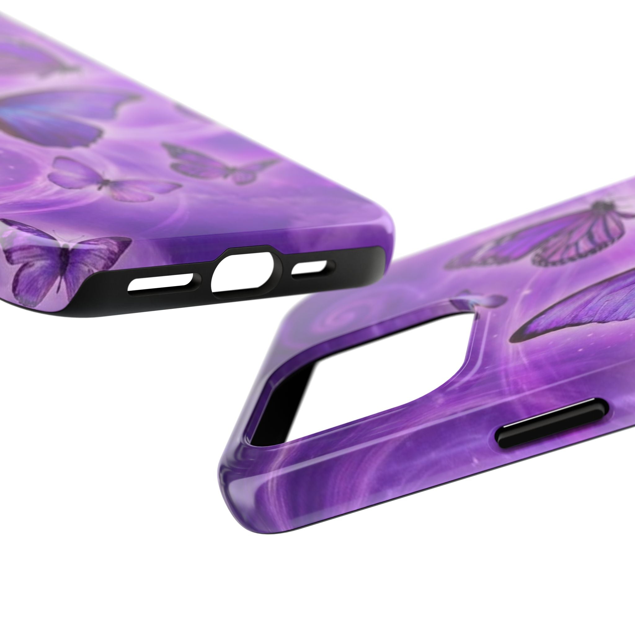 Purple Butterfly Tough Phone Case — Protective iPhone Case with Violet Butterflies