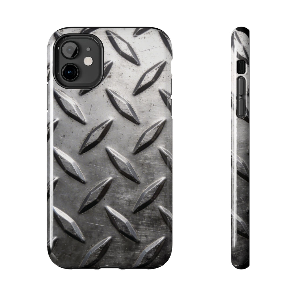 Diamond Plate Tough Phone Case — Industrial Metal Texture Protective Cover