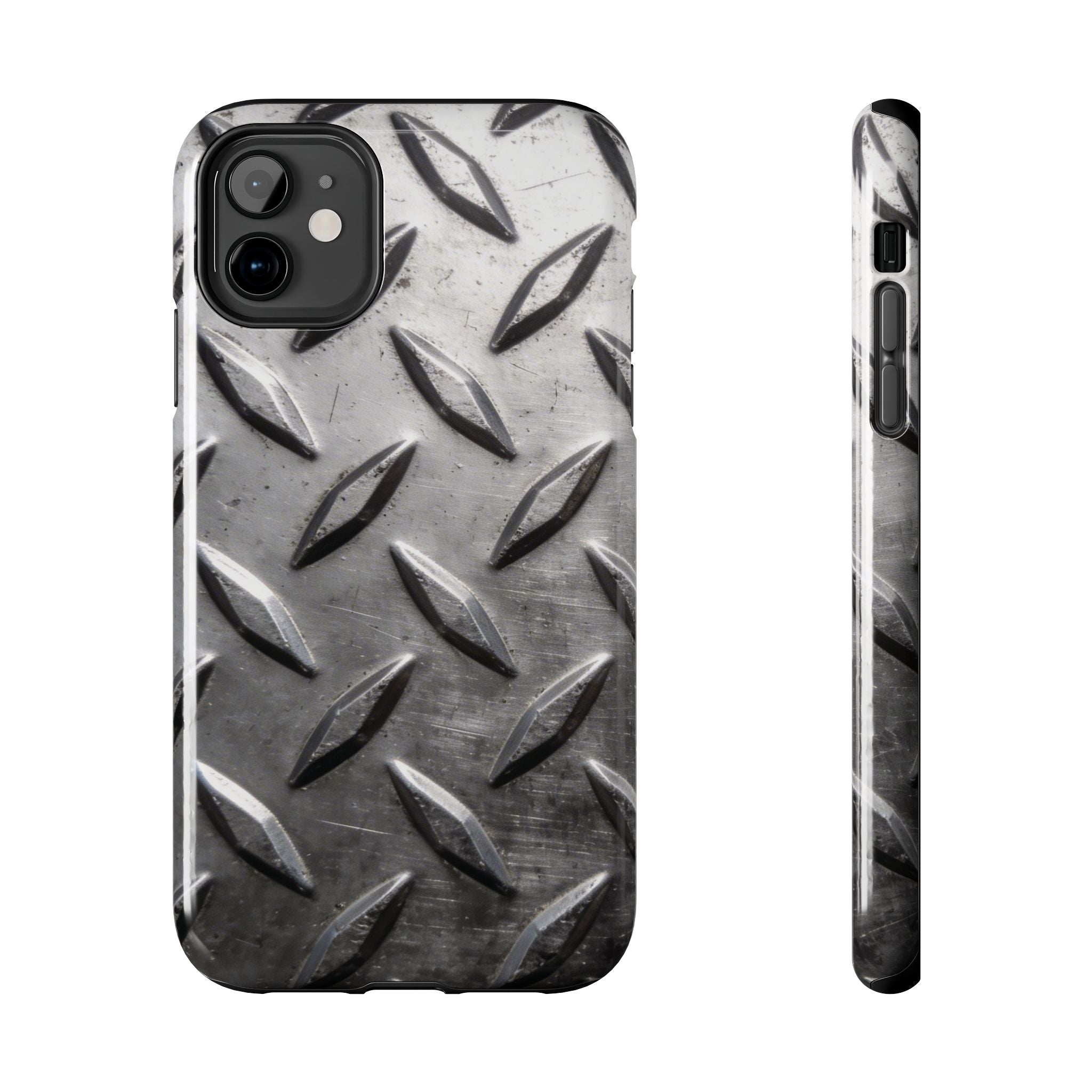 Diamond Plate Tough Phone Case — Industrial Metal Texture Protective Cover