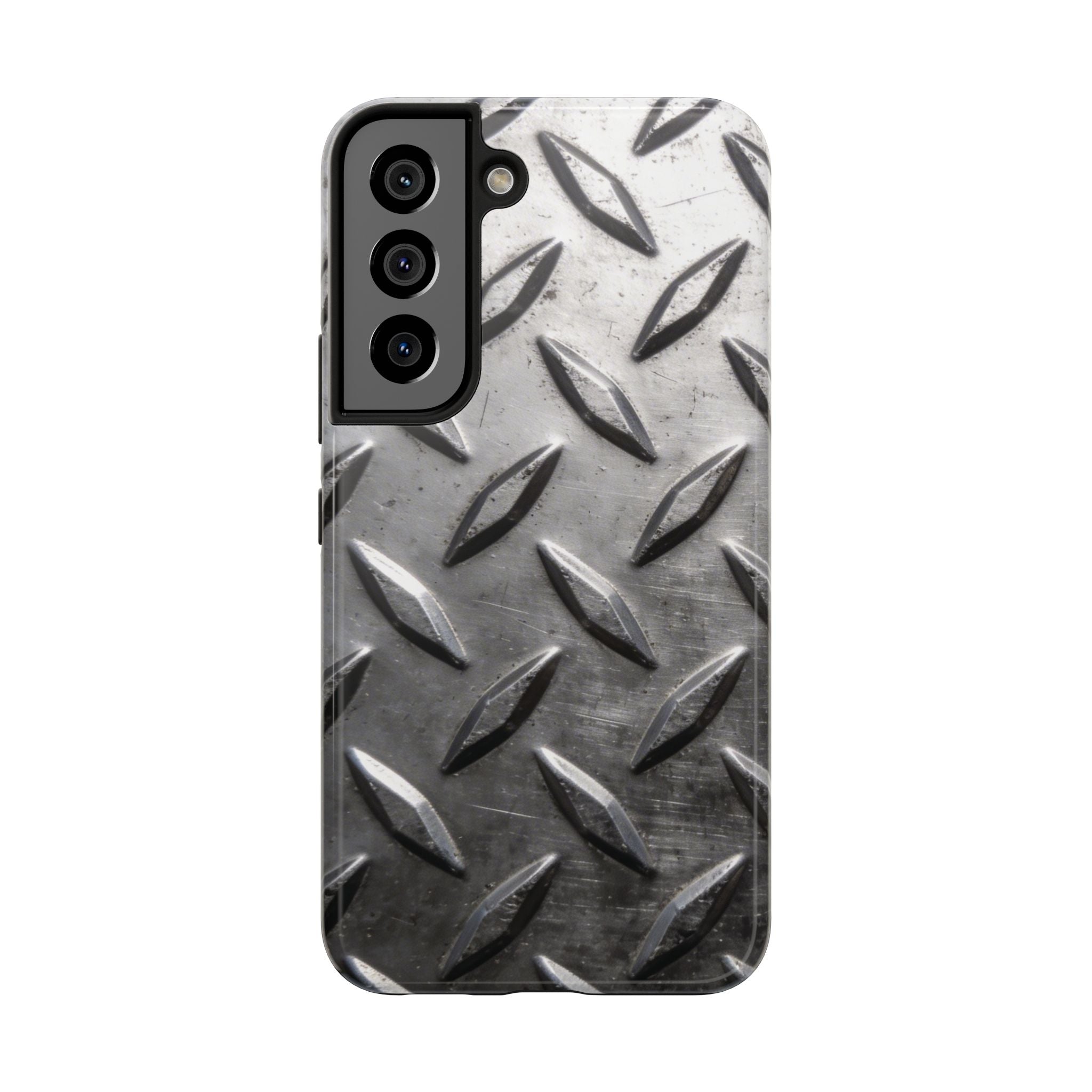 Diamond Plate Tough Phone Case — Industrial Metal Texture Protective Cover