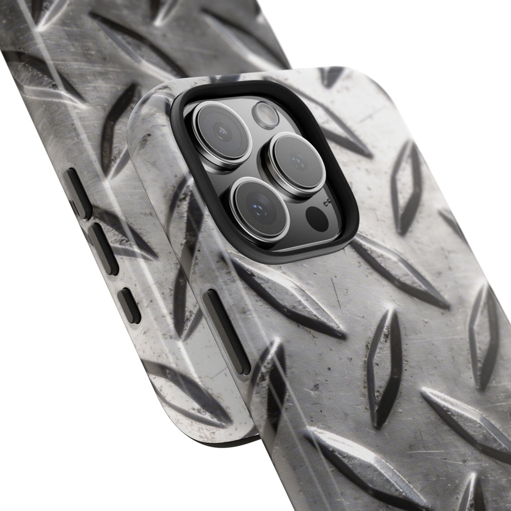 Diamond Plate Tough Phone Case — Industrial Metal Texture Protective Cover