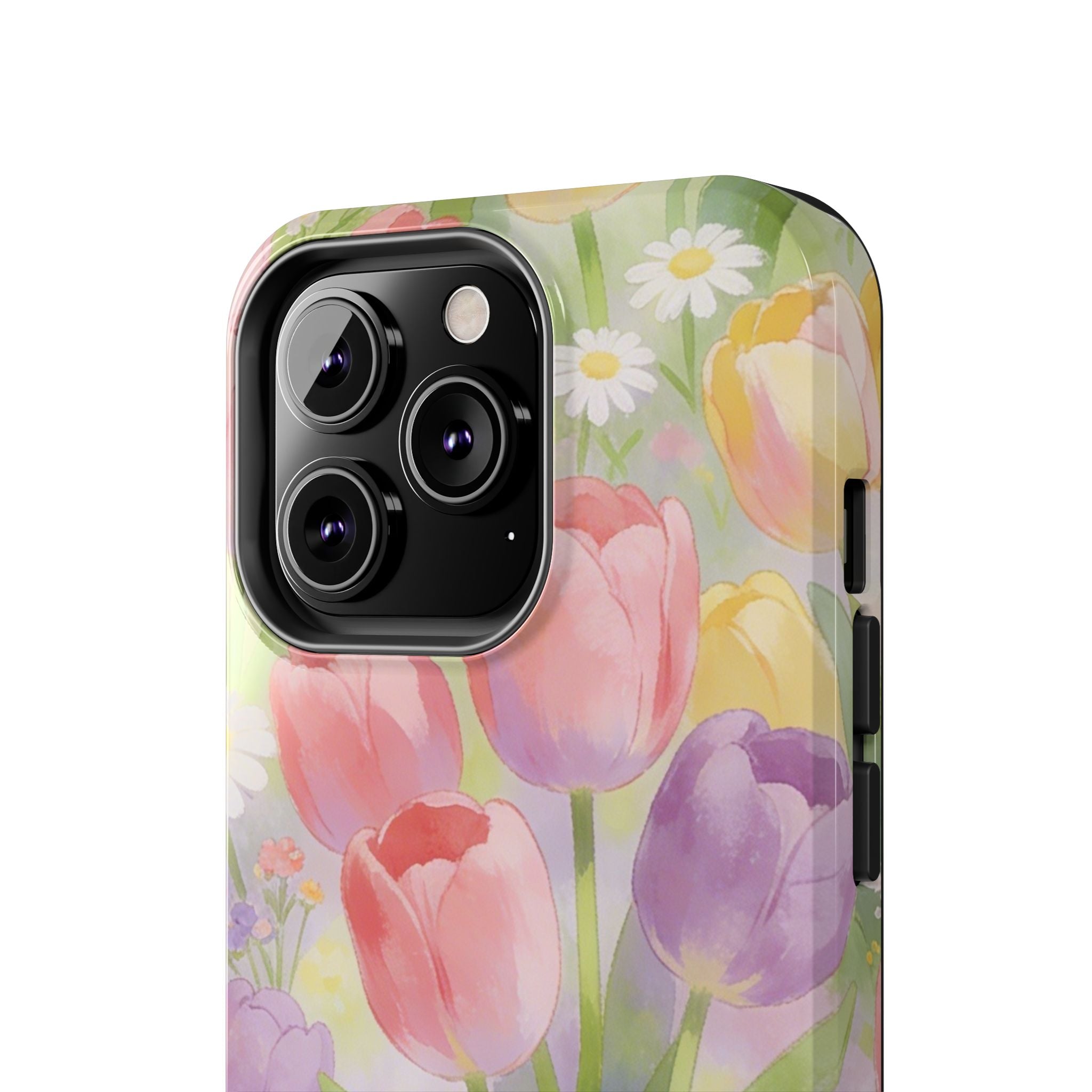 Floral Tulip Tough Phone Case — Pastel Watercolor Flowers Protective Cover
