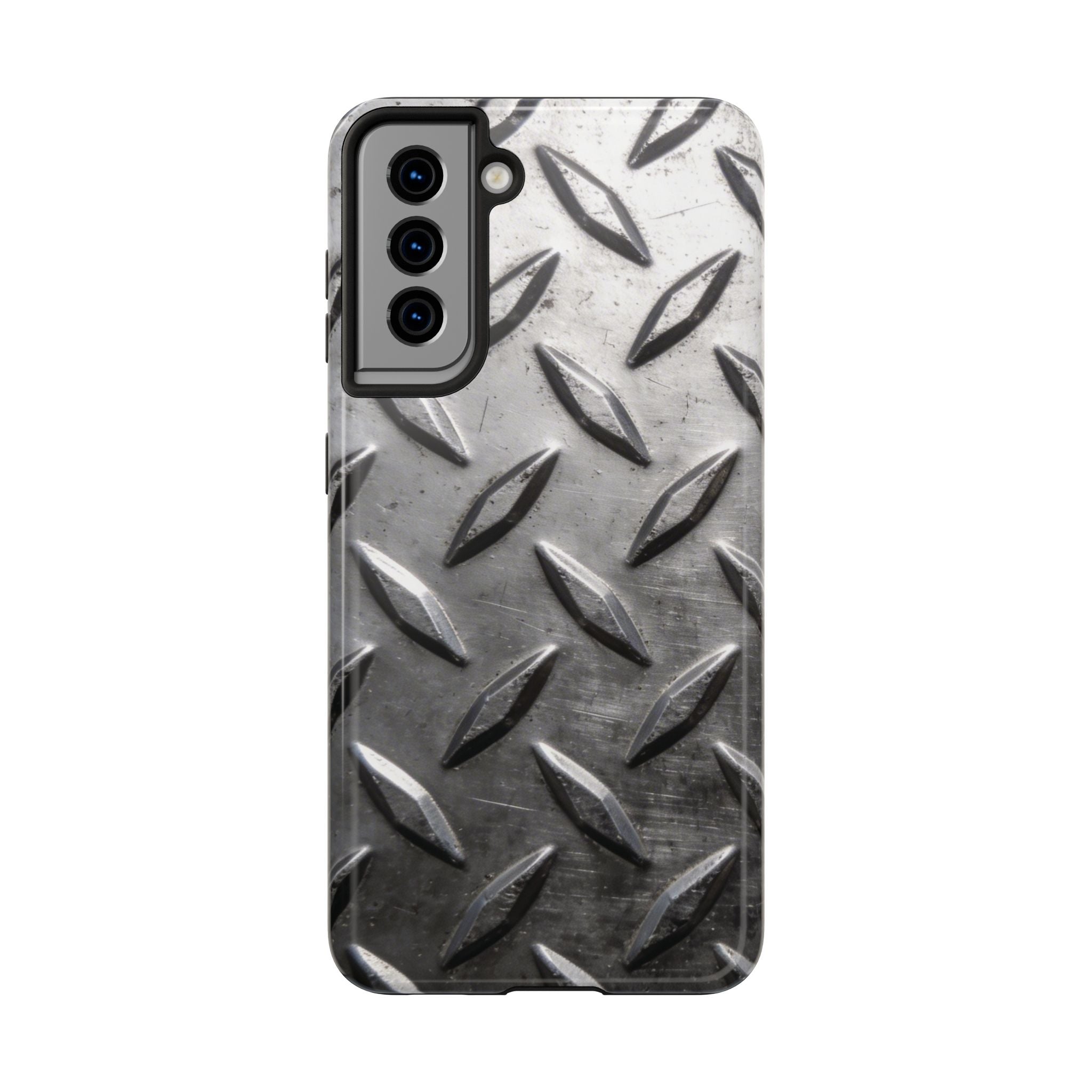 Diamond Plate Tough Phone Case — Industrial Metal Texture Protective Cover