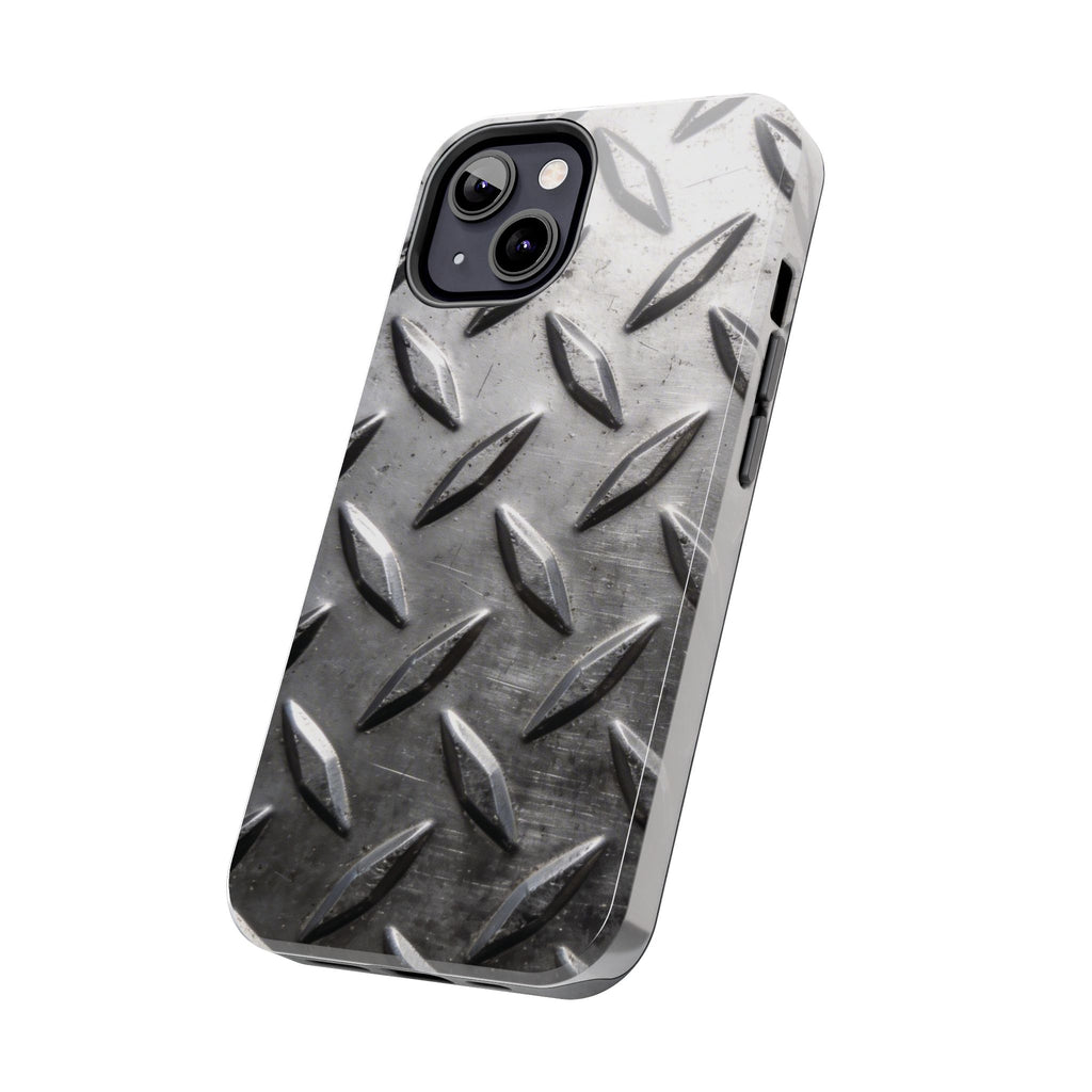 Diamond Plate Tough Phone Case — Industrial Metal Texture Protective Cover