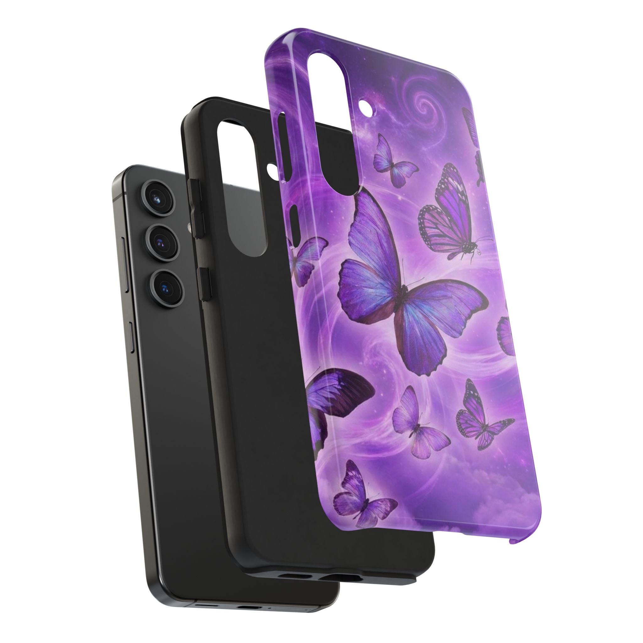 Purple Butterfly Tough Phone Case — Protective iPhone Case with Violet Butterflies