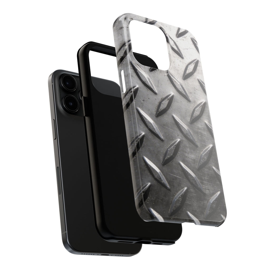 Diamond Plate Tough Phone Case — Industrial Metal Texture Protective Cover