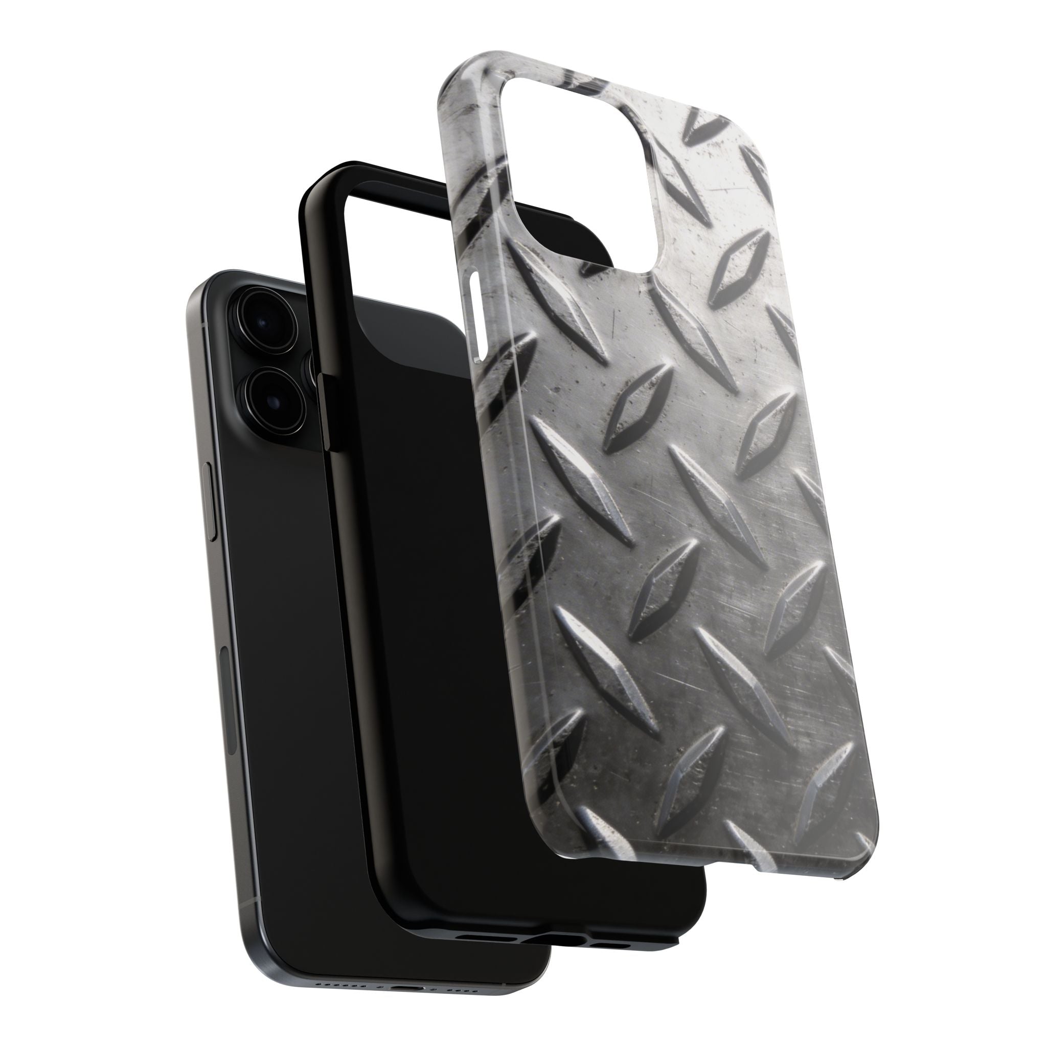 Diamond Plate Tough Phone Case — Industrial Metal Texture Protective Cover