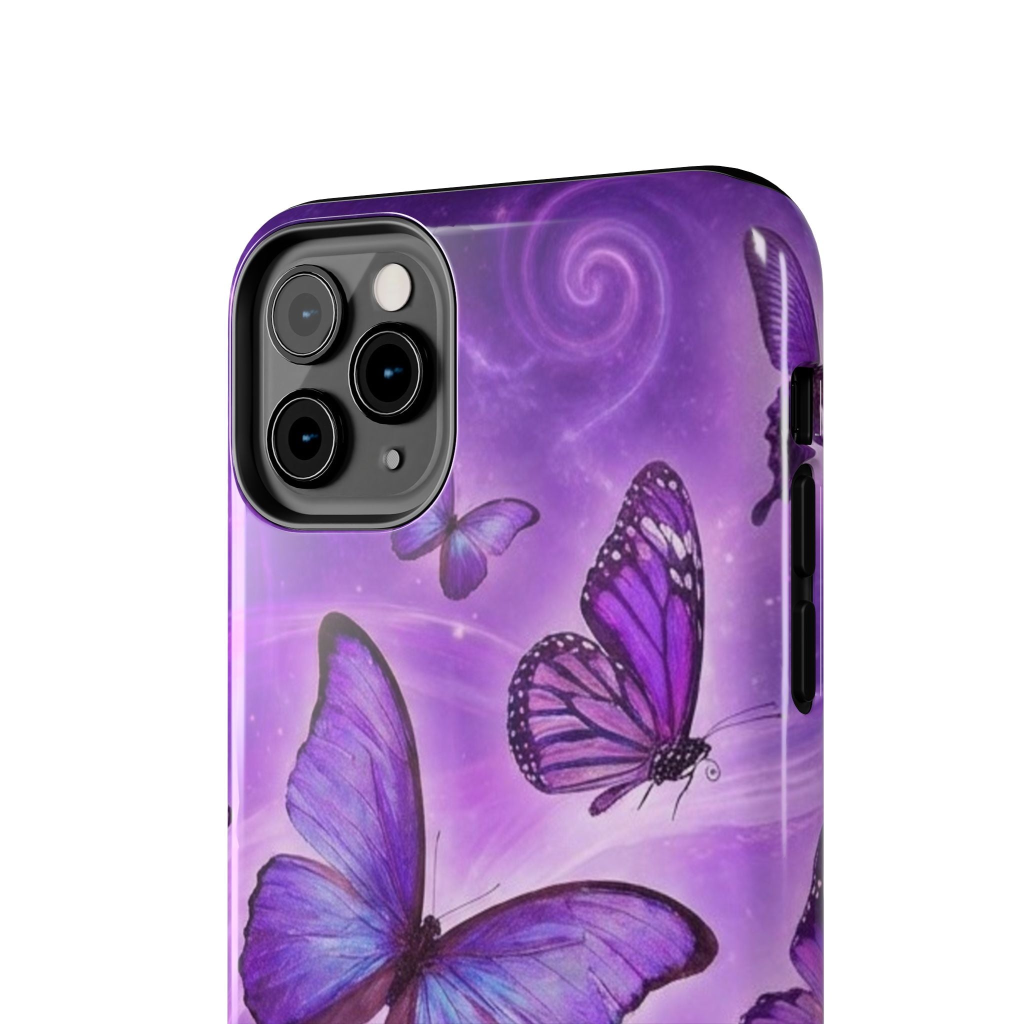 Purple Butterfly Tough Phone Case — Protective iPhone Case with Violet Butterflies