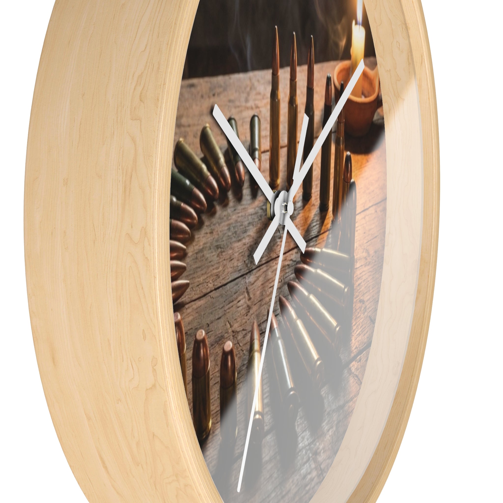 Ammunition Rustic Bullet Wall Clock — Vintage Ammo Decor for Hunters & Gun Enthusiasts