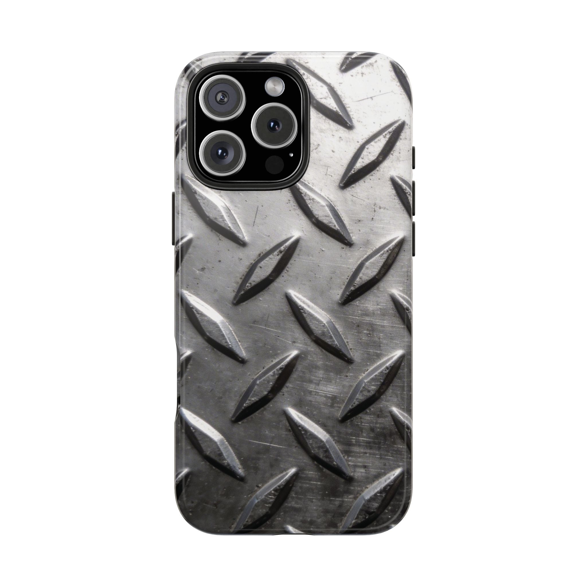 Diamond Plate Tough Phone Case — Industrial Metal Texture Protective Cover