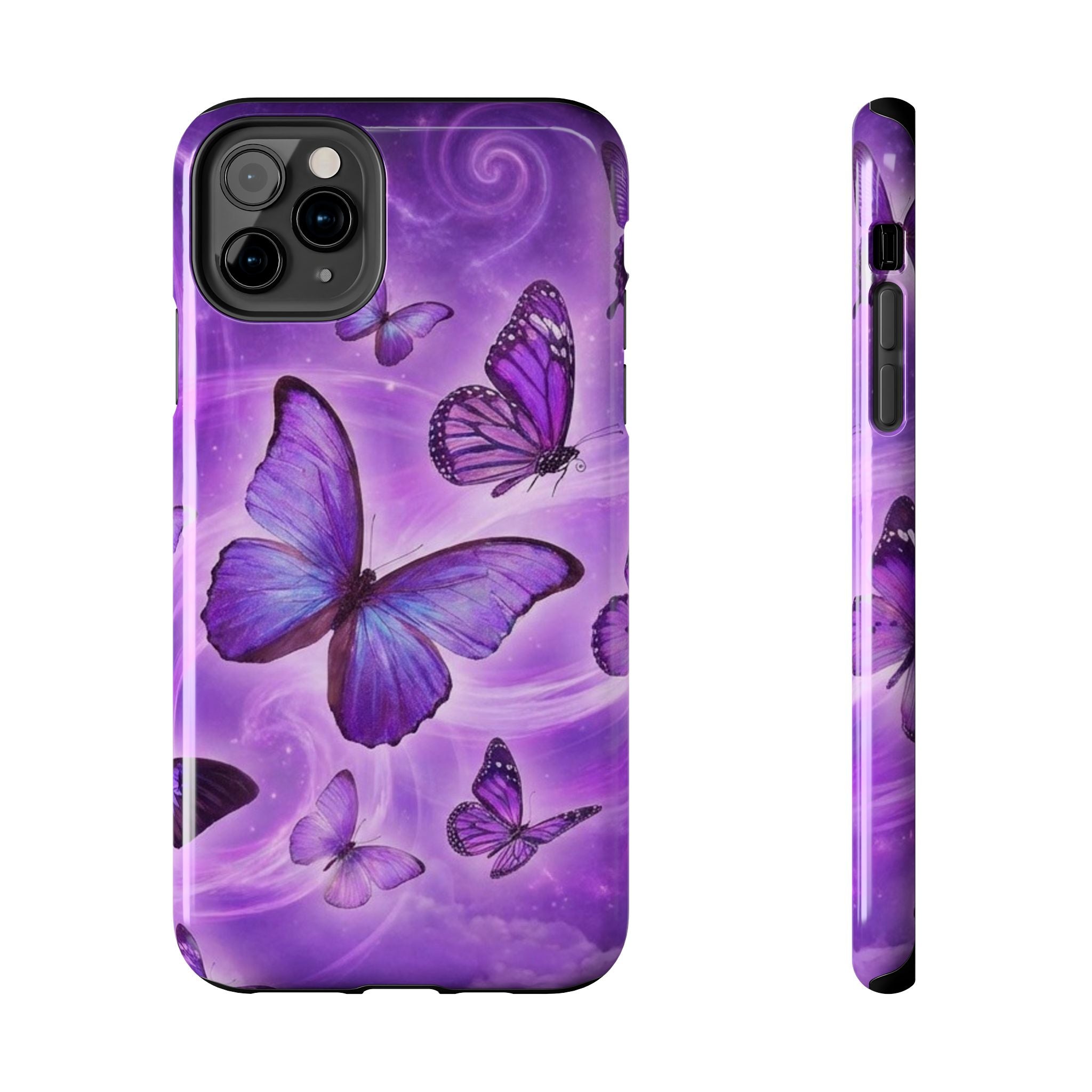 Purple Butterfly Tough Phone Case — Protective iPhone Case with Violet Butterflies