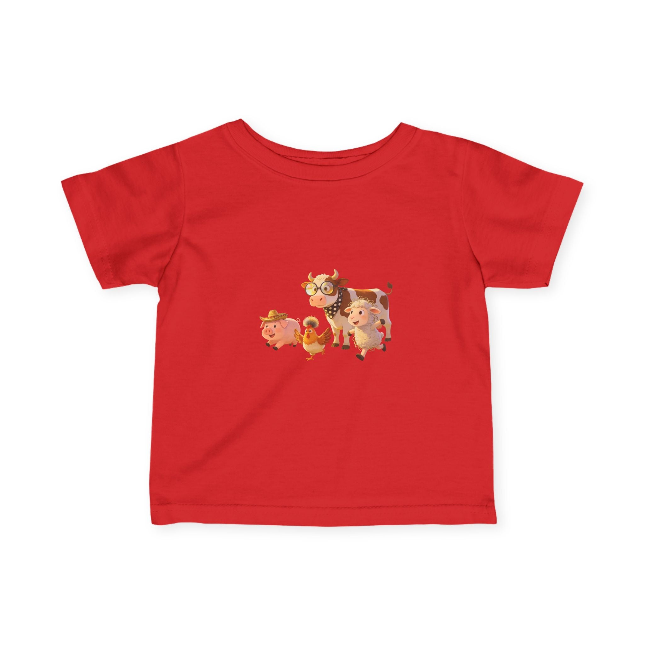 Toddler T-Shirt — Cute Farm Friends Graphic Tee (Cow, Pig, Chicken, Lamb)