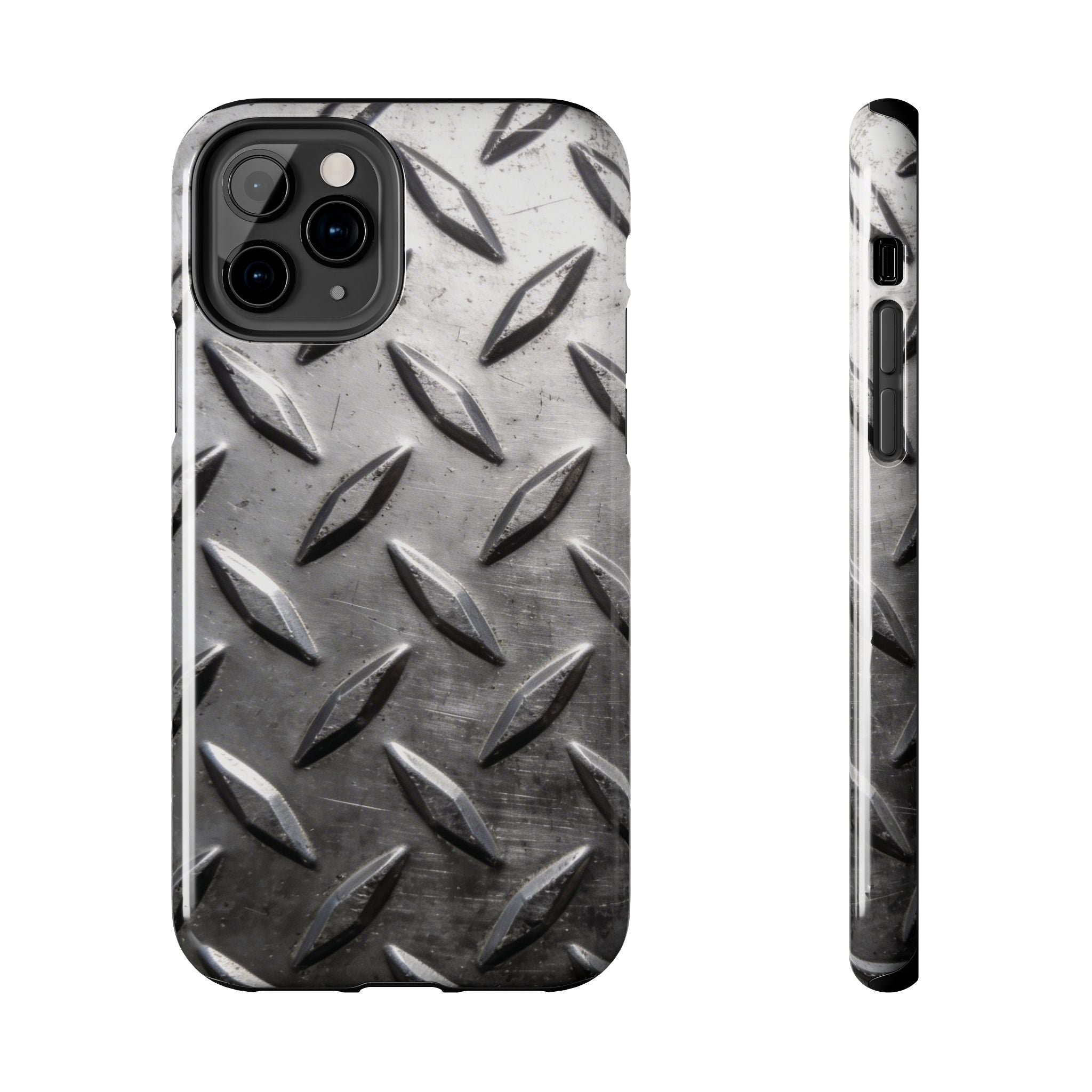 Diamond Plate Tough Phone Case — Industrial Metal Texture Protective Cover