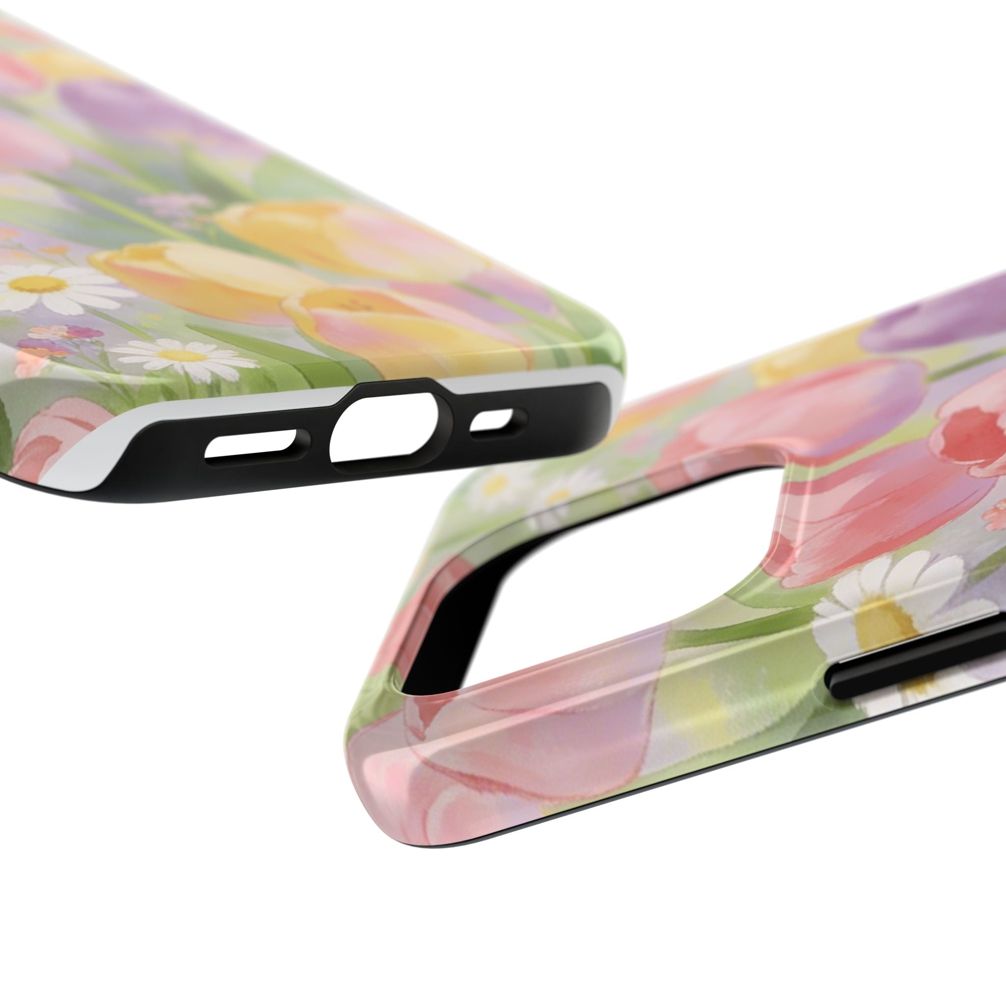 Floral Tulip Tough Phone Case — Pastel Watercolor Flowers Protective Cover